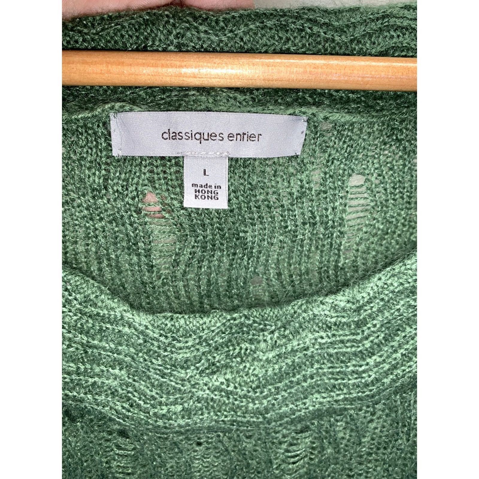 Vintage Classiques Entier Women’s L Mohair/Wool/Alpaca/Silk Green Short Sleeve Sweater Size 36" / US 14 / IT 50 - 5 Thumbnail