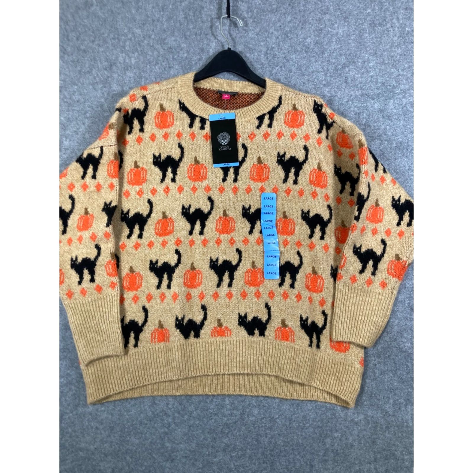 Vince Camuto Vince Camuto Pullover Halloween Sweater Womens Large Tan Knit Crew Neck NWT Size L / US 10 / IT 46 - 3 Thumbnail