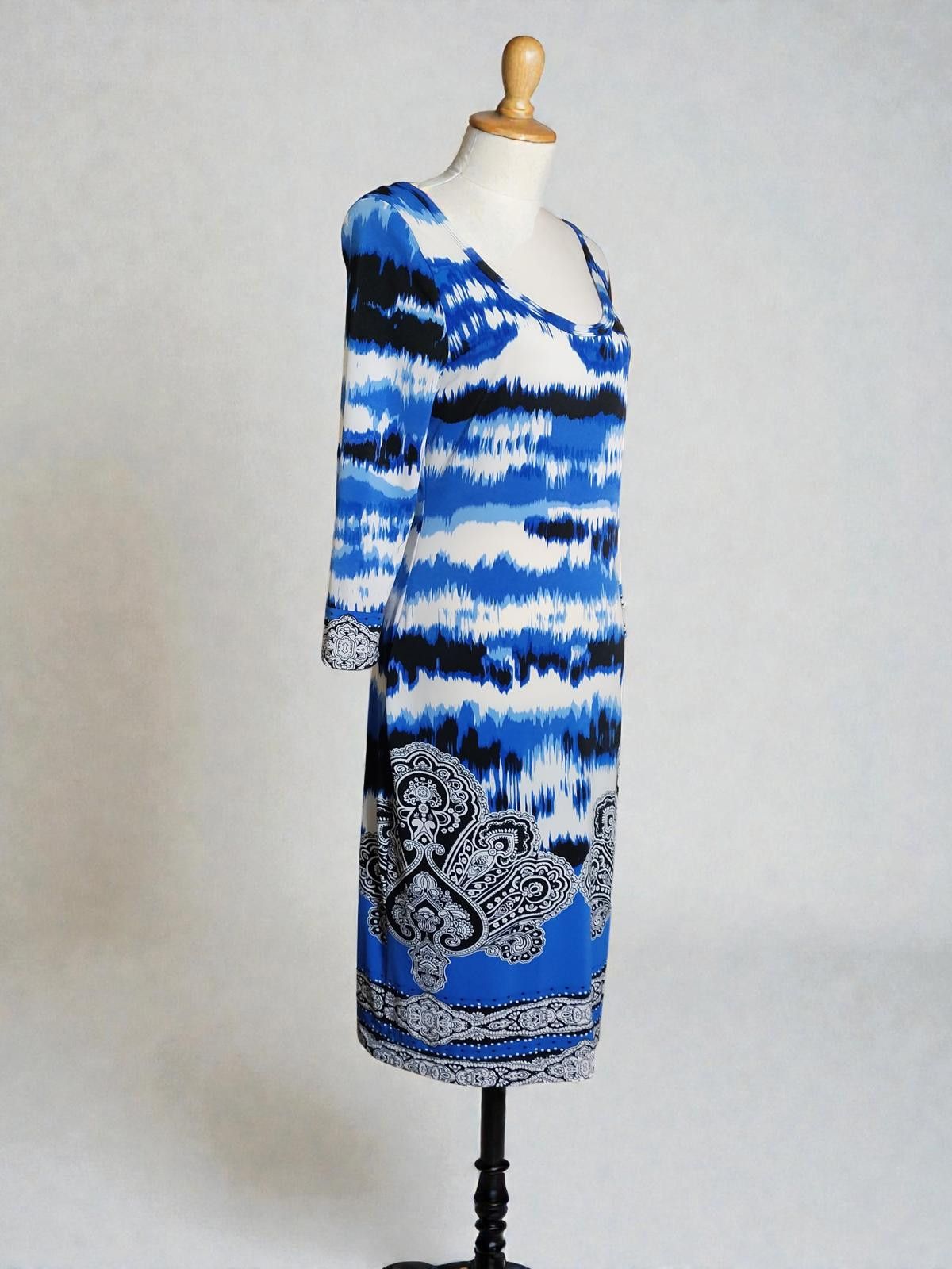 Other Amanda Lane Royal Blue and White Mood Dress with Paisley and Size L / US 10 / IT 46 - 3 Thumbnail