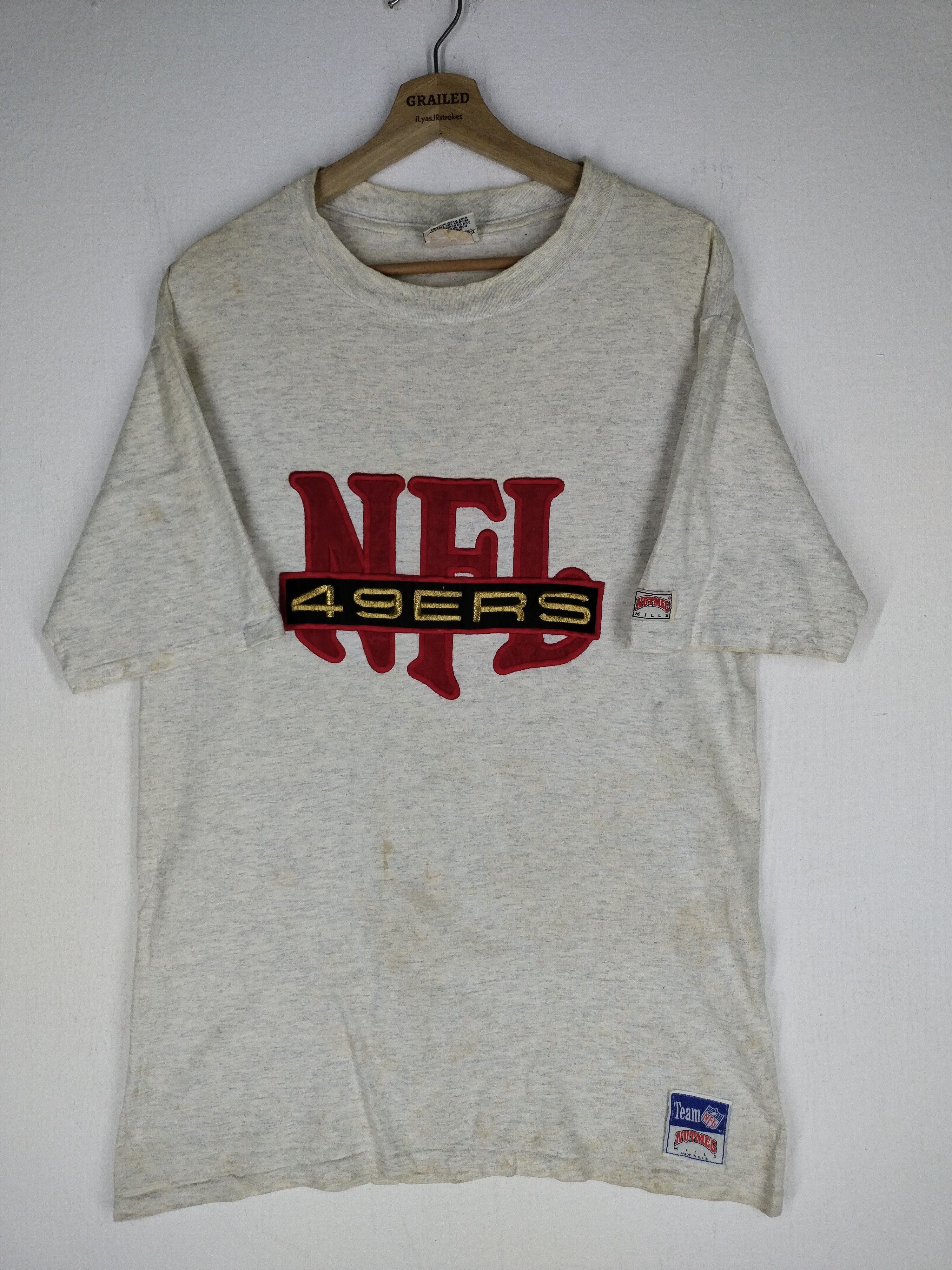 image of VTG Nutmeg Nfl 49Ers Embroidery Shirt Tee, Men's (Size Medium)