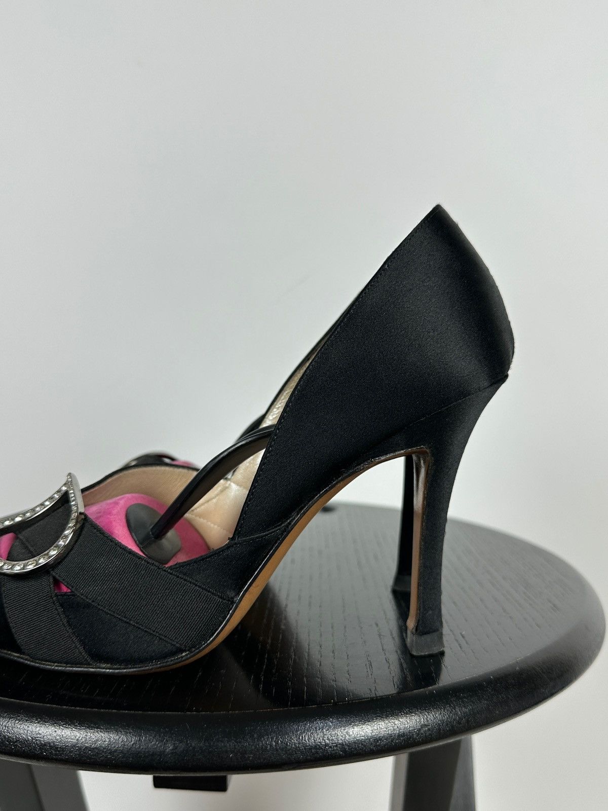 Dior Vintage Dior John Galliano Era Satin Crystal D Logo Heels Size US 8 / IT 38 - 11 Thumbnail