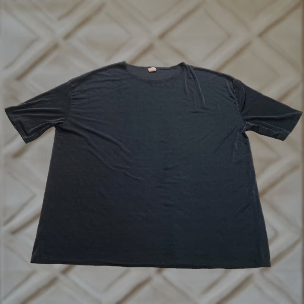 Vintage Unbranded T Shirt Top Womens 4XL Black Solid Short Sleeve Stretch Casual Basic Size XXL / US 16-18 / IT 52-54 - 1 Thumbnail