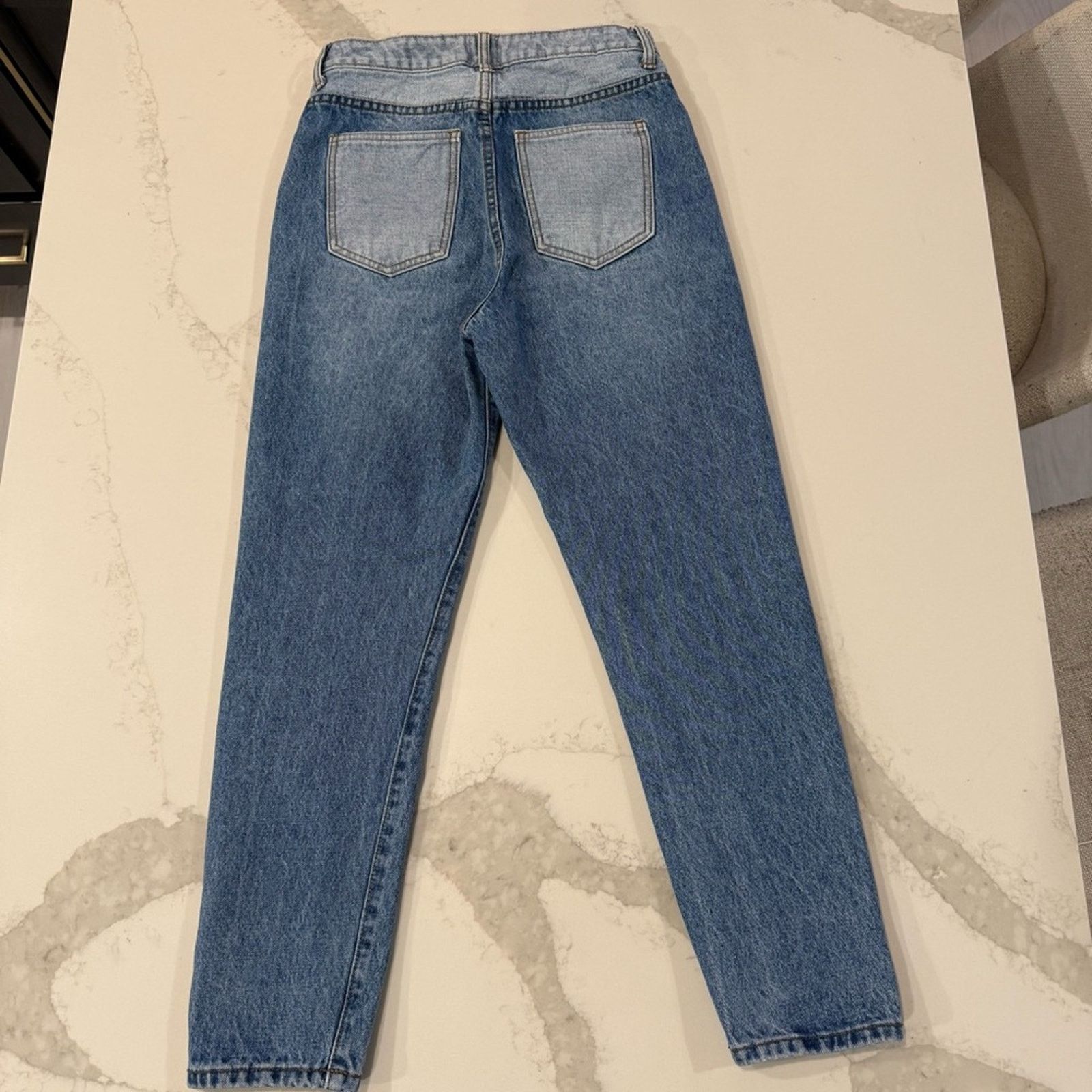 PRINCESS POLLY Princess Polly Two-Tone HR Mom Jeans Straight Leg Womens 6 Size 28" / US 6 / IT 42 - 7 Thumbnail