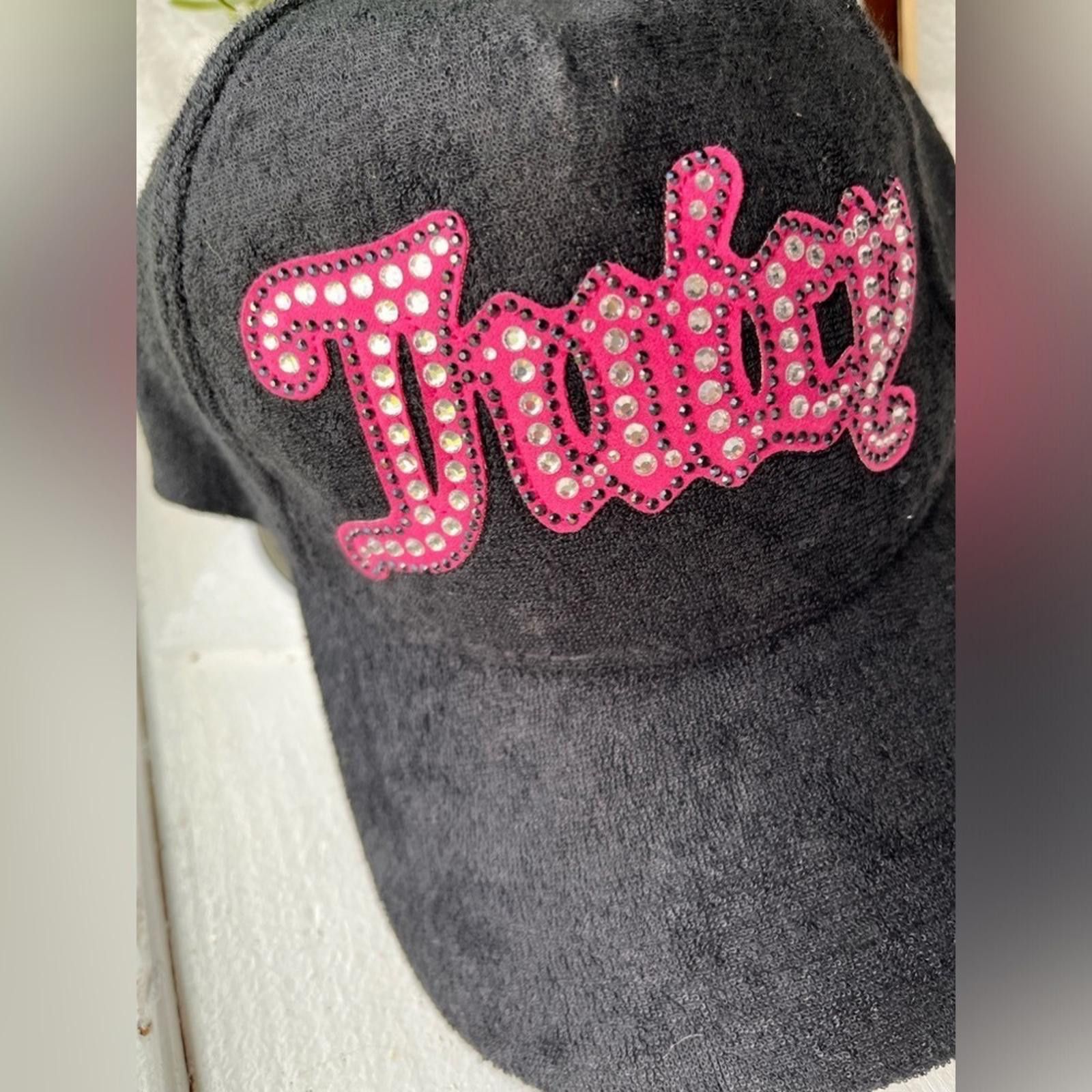 Juicy Couture Jeans Juicy Couture Black Terry Hat Cap Logo w/ Bling Rhinestones Size ONE SIZE - 2 Thumbnail