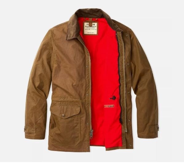 image of Filson Cover Cloth Mile Marker Coat Ducks Unlimited Men's in Rugged Tan (Size 2XL)