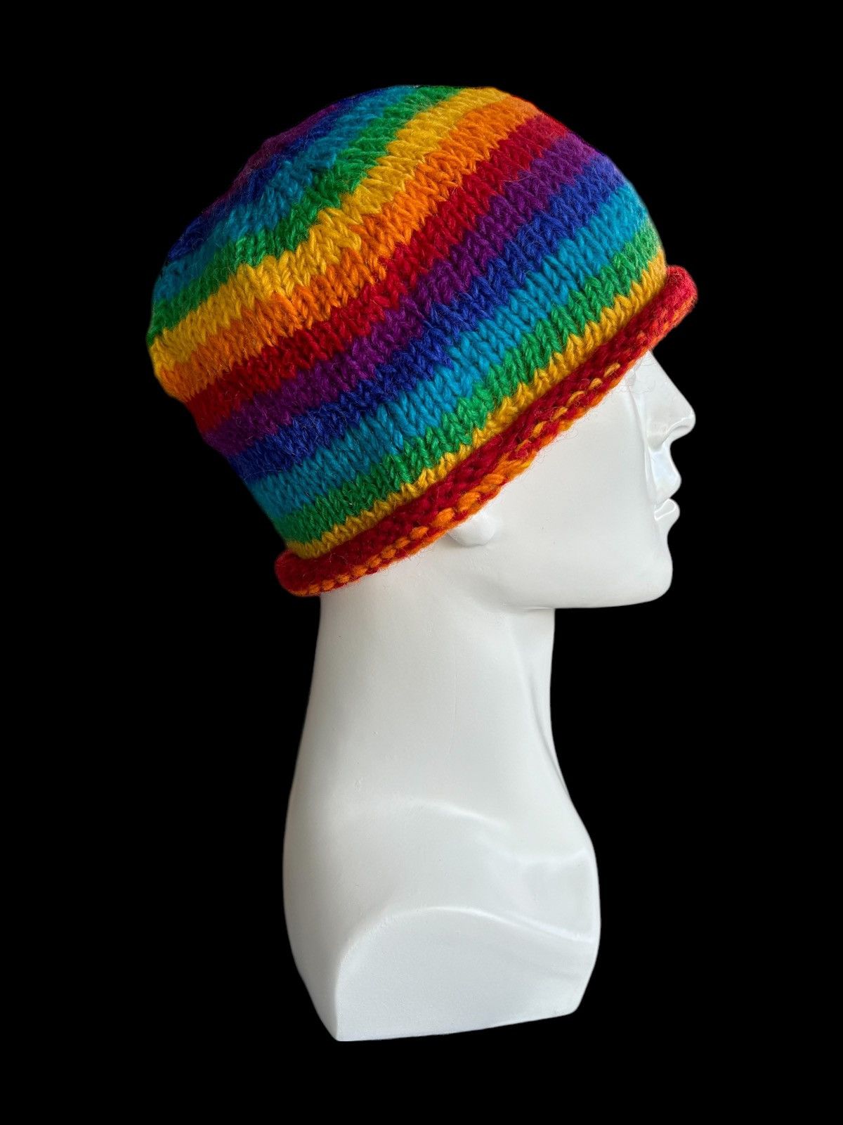 Japanese Brand × Kapital × Vintage Crochet Knitted Hadmade Beanie Hats Hippies Style ☠️☠️🌈 Size ONE SIZE - 4 Thumbnail
