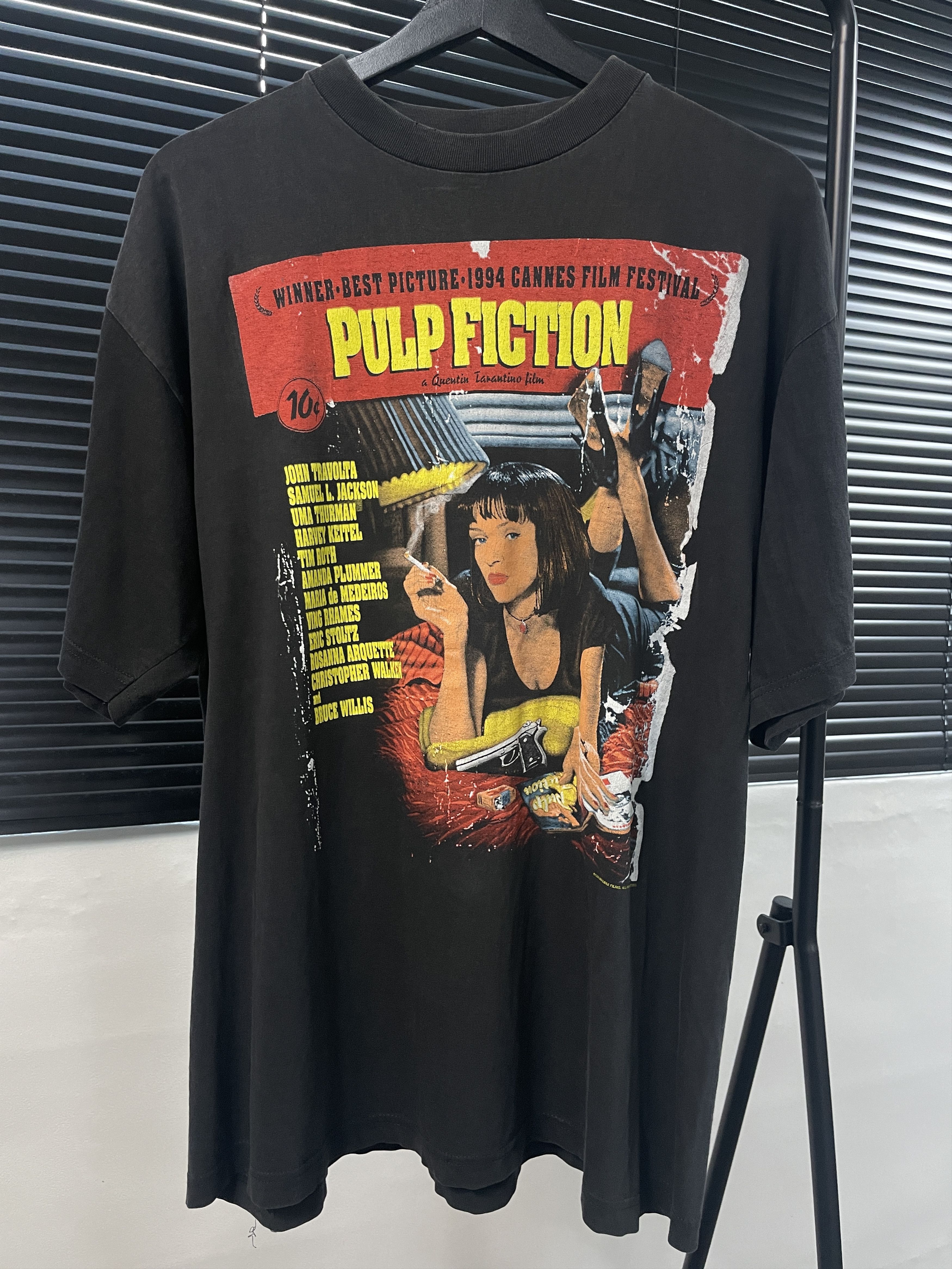 image of Vintage 1994 Pulp Fiction Movie Promo Shirt in Black, Men's (Size XL)