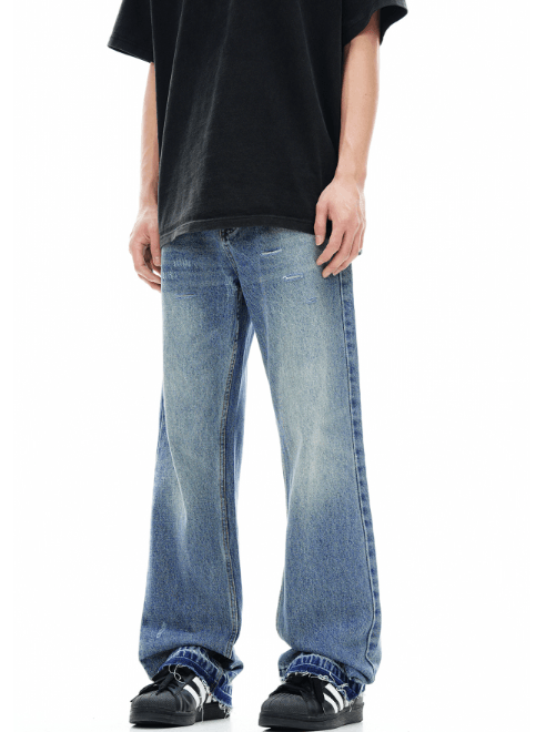 Japanese Brand High street washed and worn casual straight jeans Size US 32 / EU 48 - 3 Thumbnail