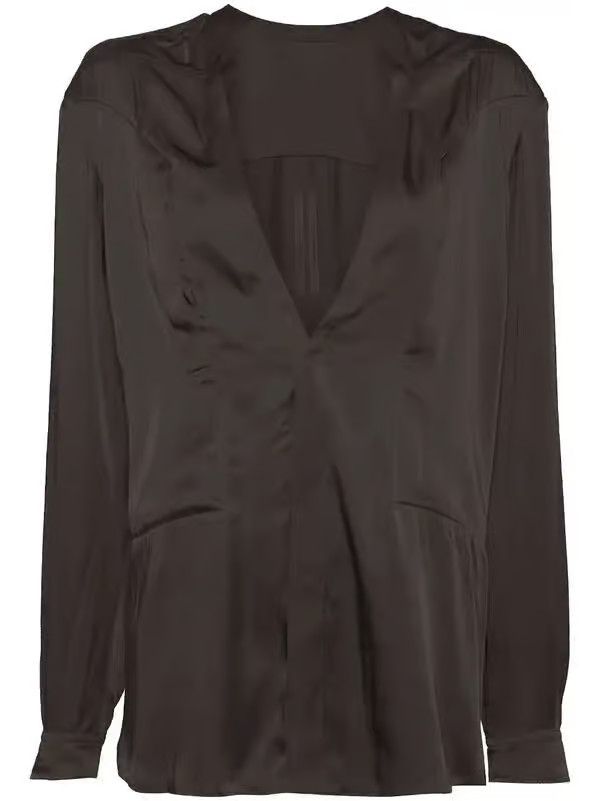 Rick Owens o1y0126 Solid Color Shirt in Dark Brown Size XS / US 0-2 / IT 36-38 - 1 Thumbnail