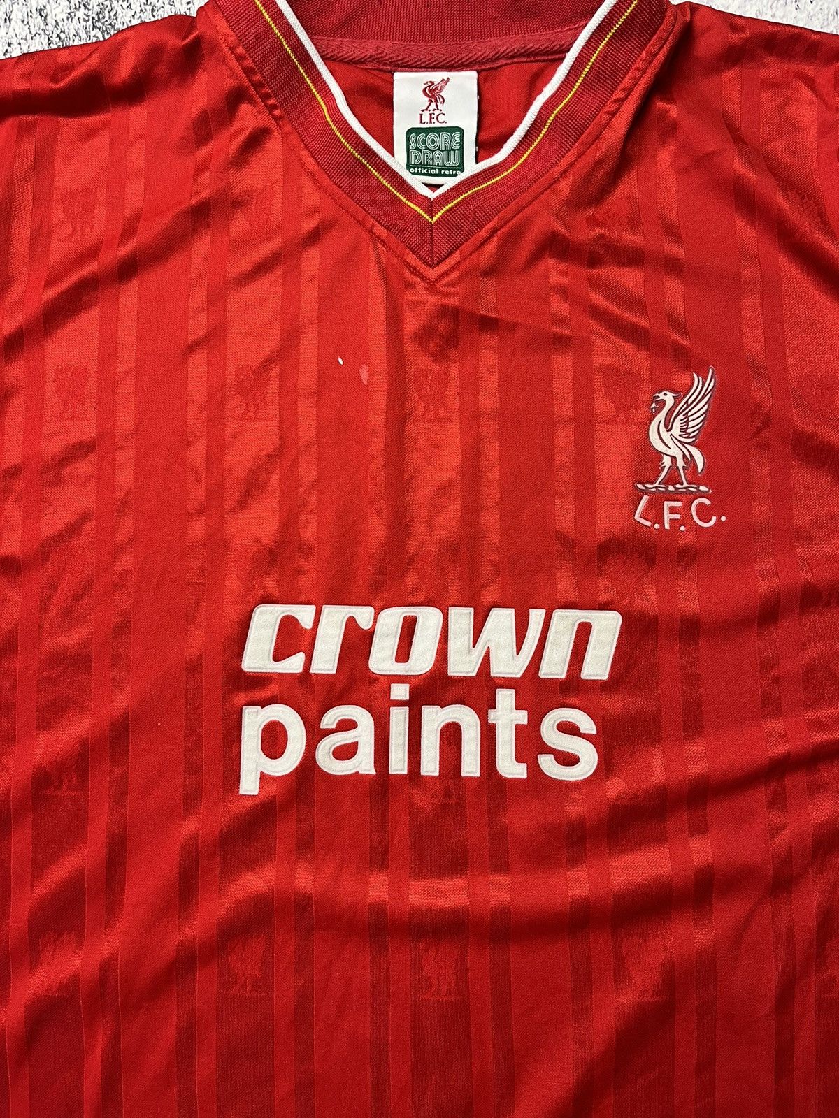 Vintage Liverpool 1982 Score Draw Football Shirt Mens Top Jersey Size US L / EU 52-54 / 3 - 9 Thumbnail
