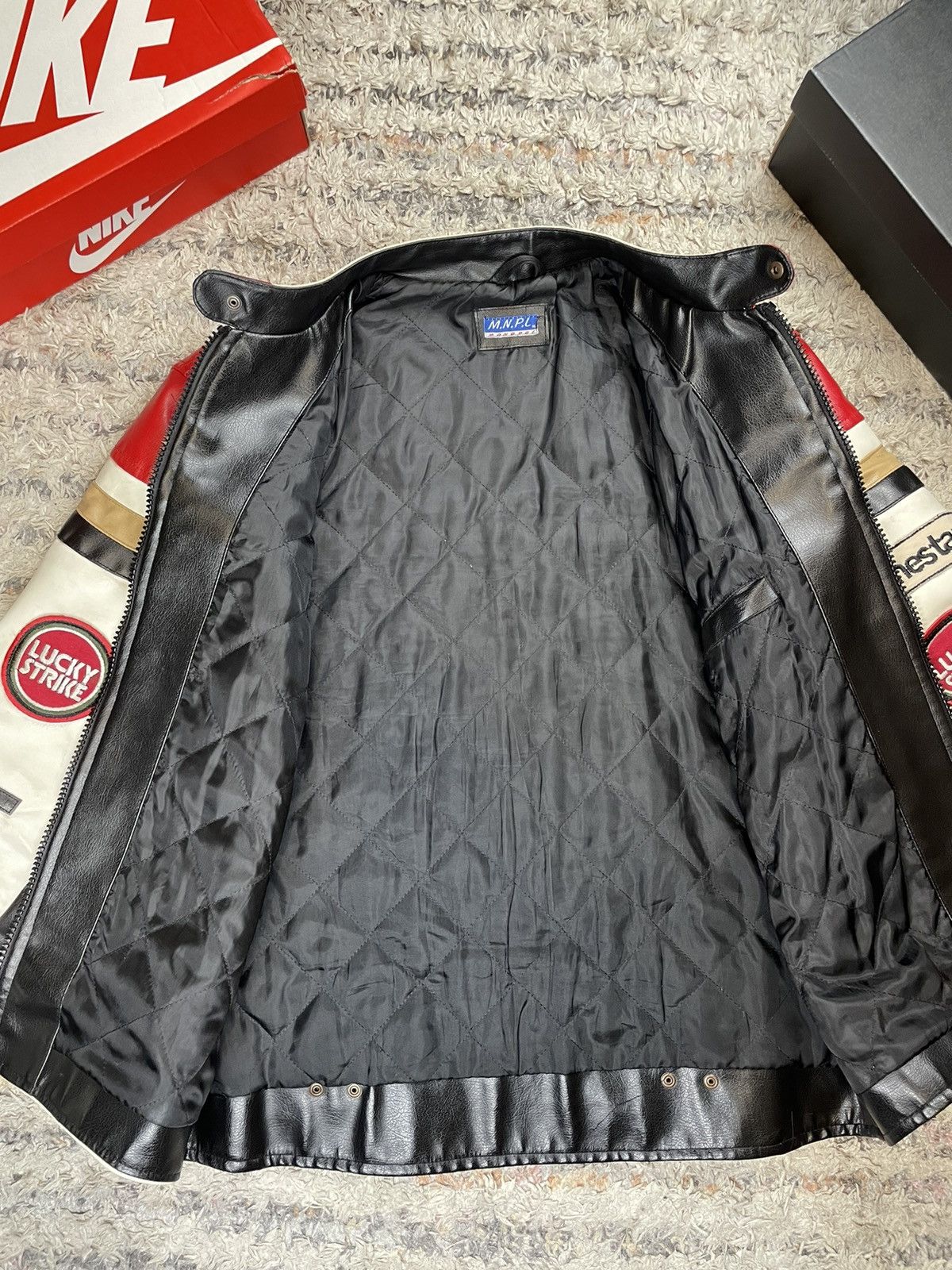 Formula 1 Vintage Lucky Strike SCHWARTZ Racing Moto Leather Jacket Y2K Size US XL / EU 56 / 4 - 6 Thumbnail