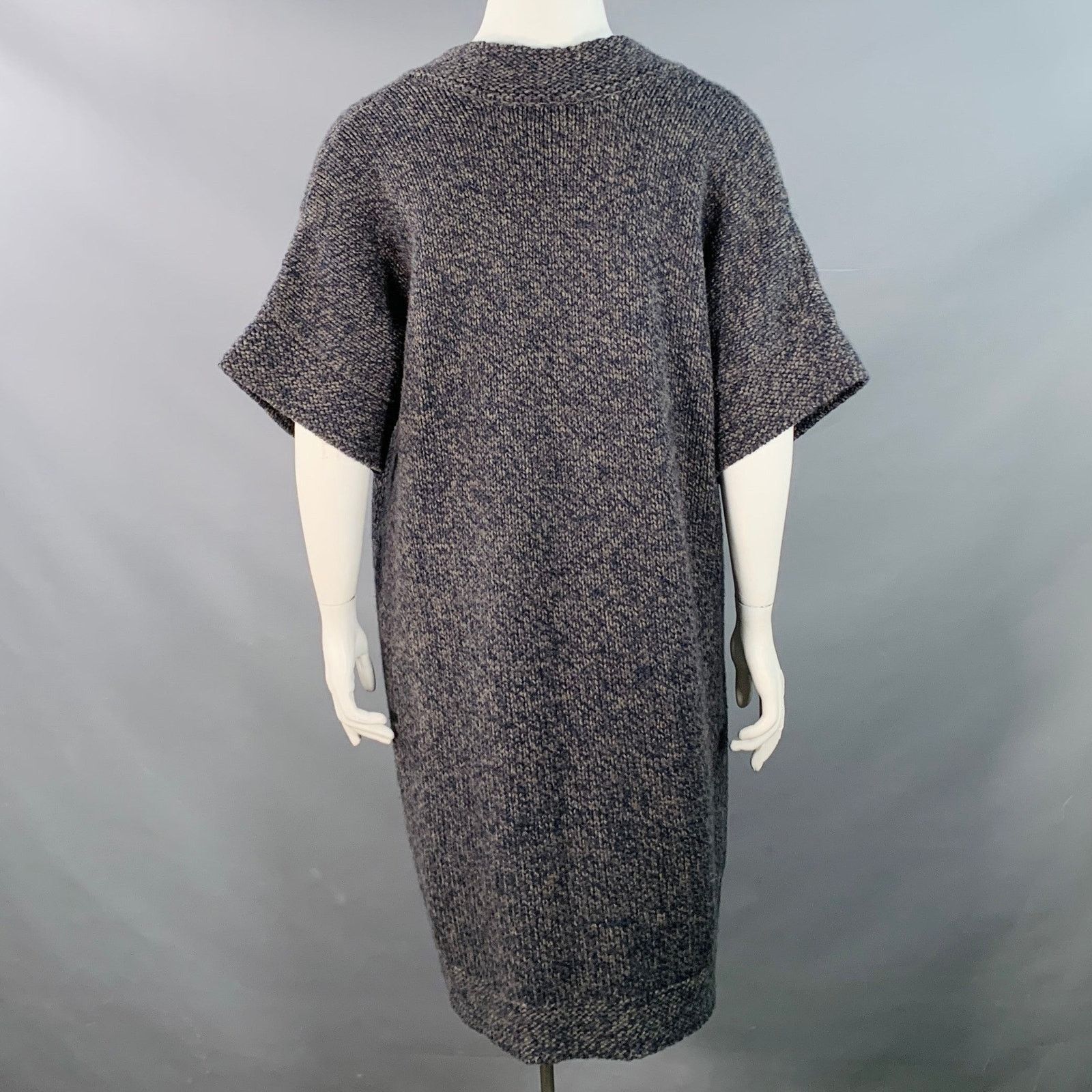 Stella McCartney Size L Grey Navy Wool Cashmere Melange Knit Coat Size L / US 10 / IT 46 - 4 Thumbnail