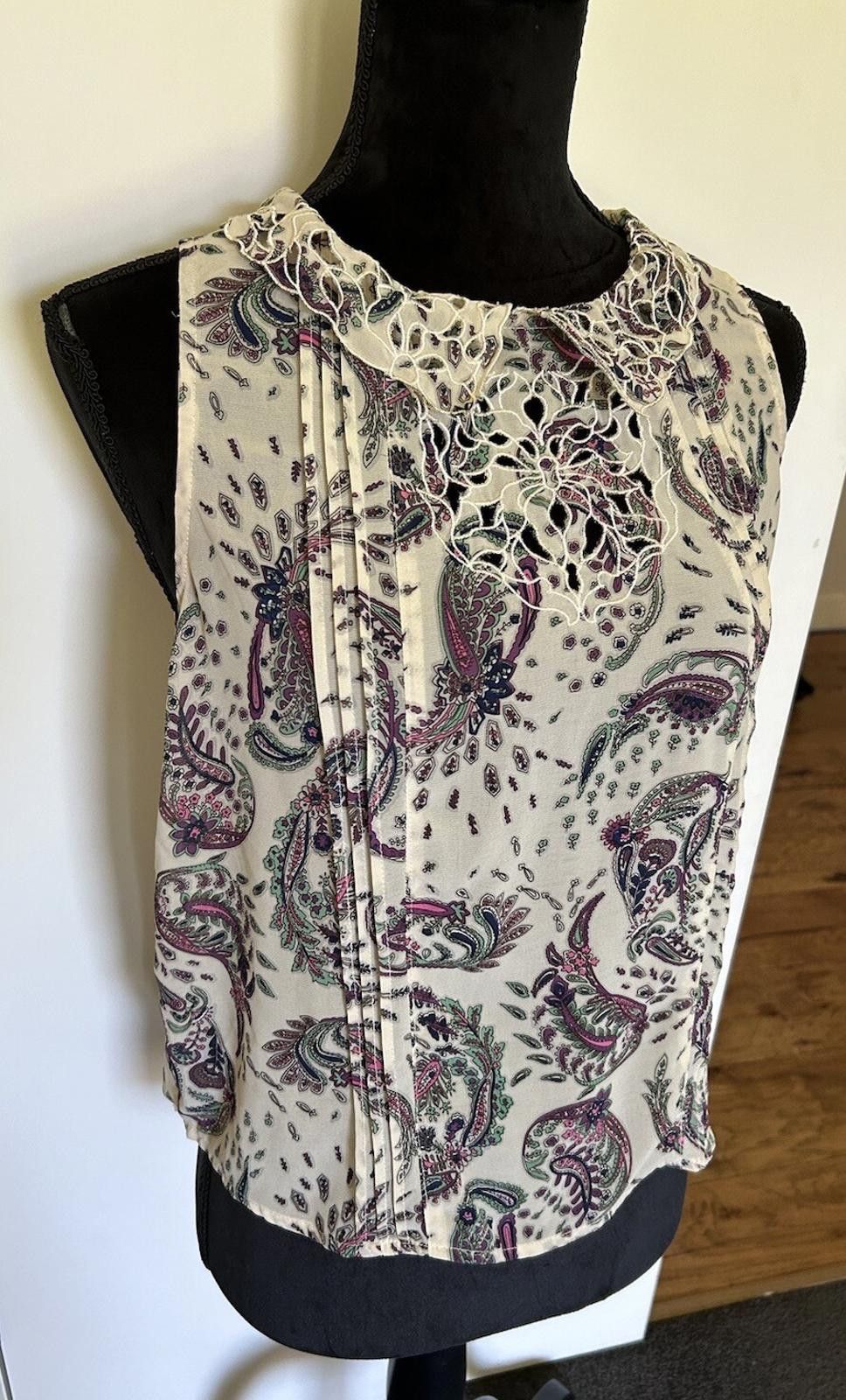 Portland Leather Portmans Corporate Singlet Blouse Paisley - Size 10 (002) Size M / US 6-8 / IT 42-44 - 2 Thumbnail