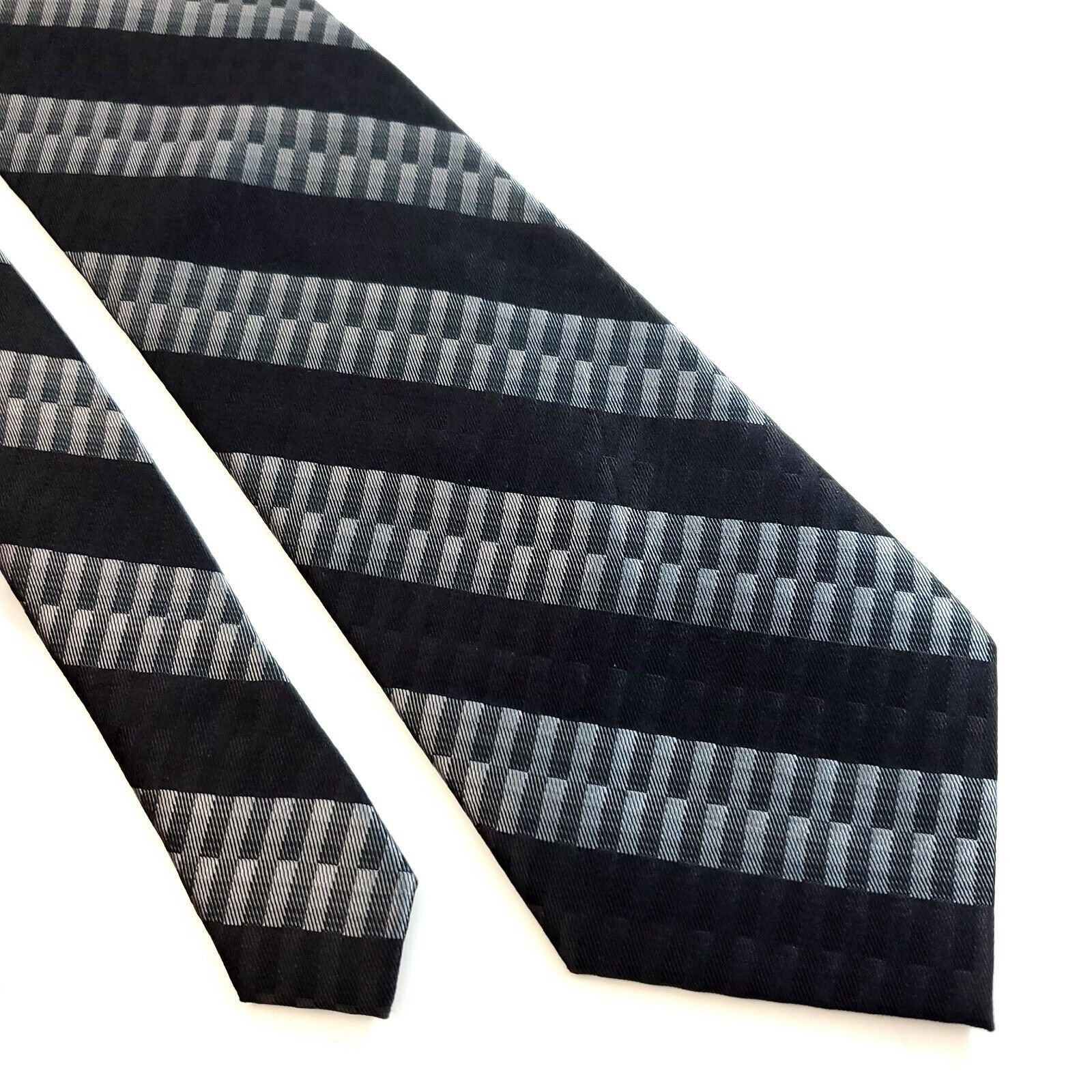 Croft & Barrow Croft & Barrow Black Gray Geometric Woven Silk Tie Size ONE SIZE - 1 Thumbnail