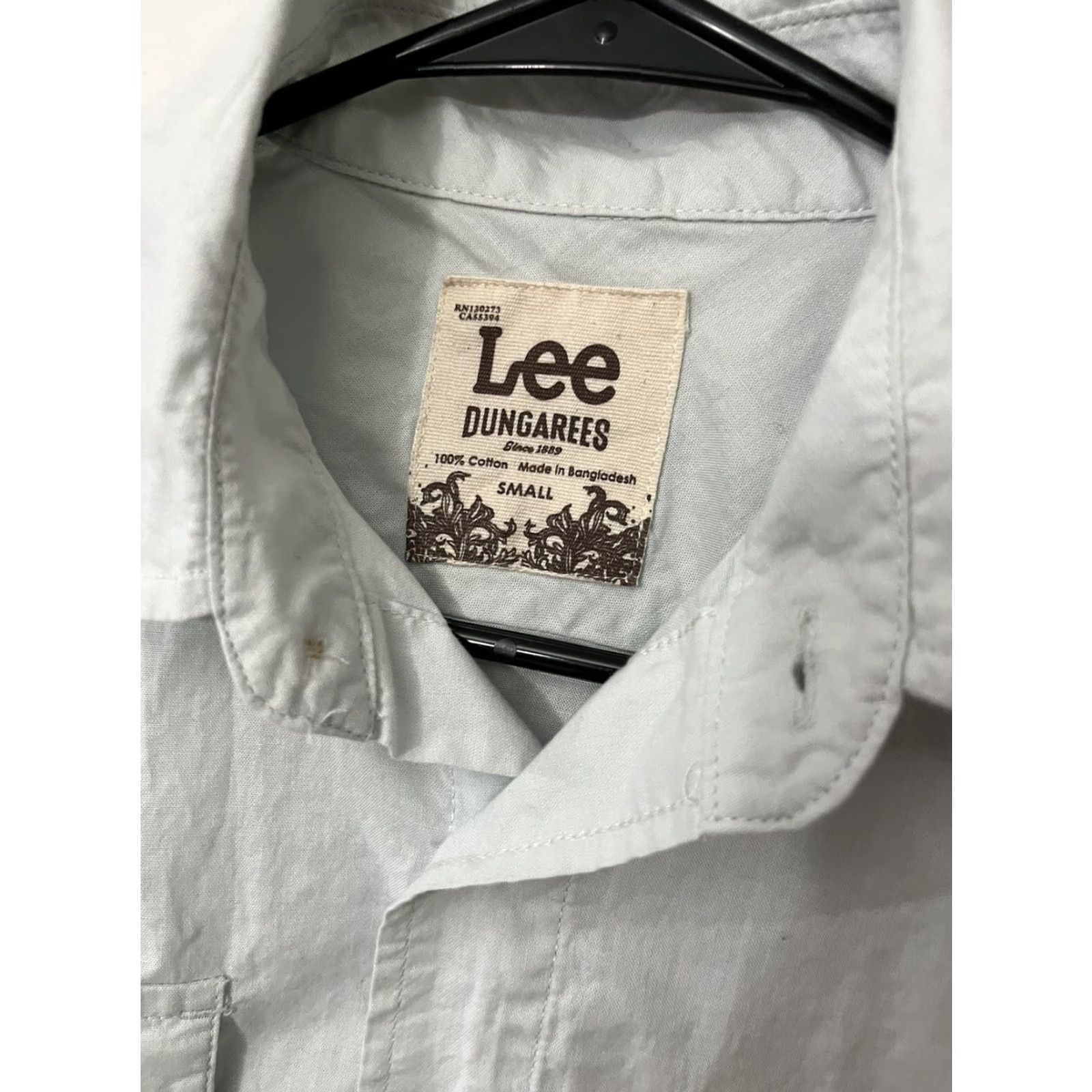 Lee Lee Dungarees Men's Small Solid Button Front Short Sleeve Shirt Blue Size US S / EU 44-46 / 1 - 3 Thumbnail