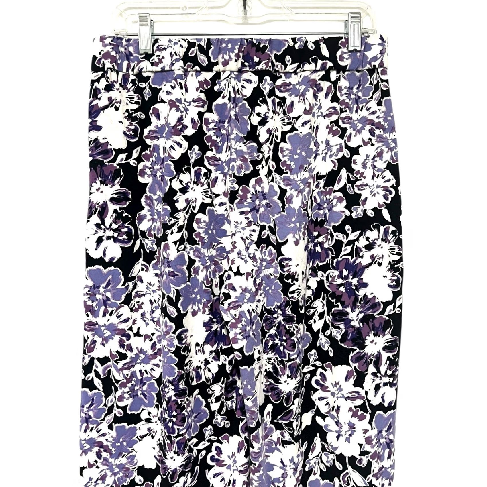 J. Jill J.Jill Wearever Collection Wide Leg Cropped Floral Pants Purple White S Women Regular Rayon Pull On Size 28" / US 6 / IT 42 - 4 Thumbnail