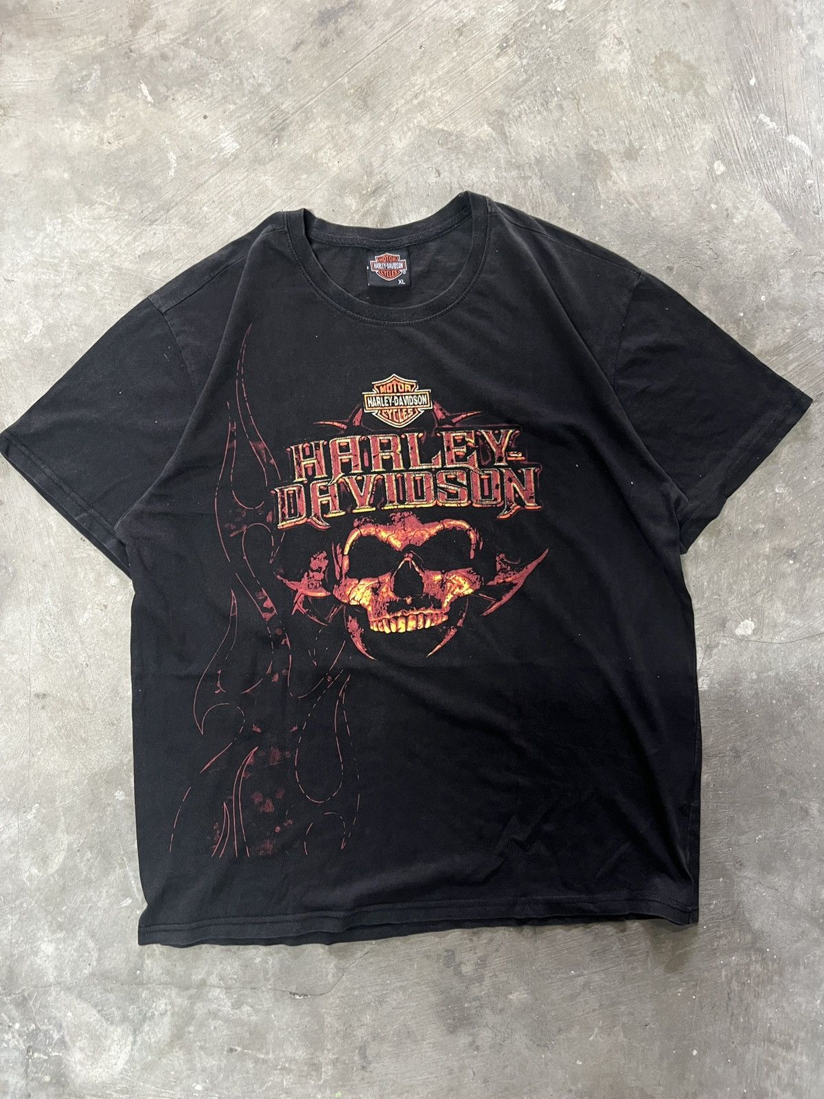 Harley Davidson Vintage Harley-Davidson Skull Flames Graphic T-Shirt Black Size US XL / EU 56 / 4 - 1 Thumbnail