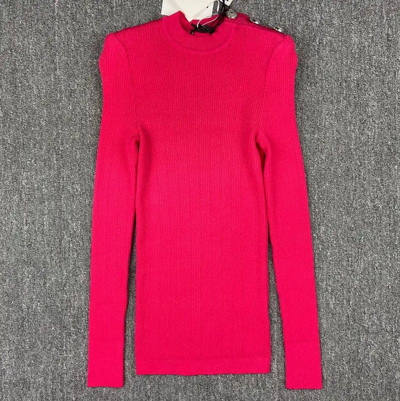Balmain Balmain Pink Ribbed Women's Sweater 0089 Size S / US 4 / IT 40 - 1 Thumbnail