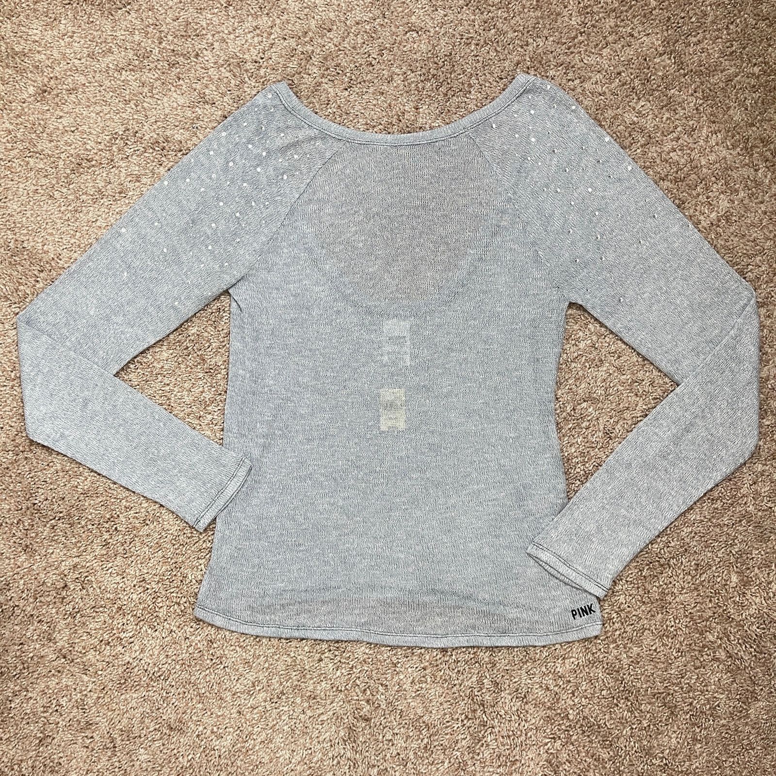 Pink Victoria’s Secret PINK Light Gray Scoop Back Slouchy Sweater Size XS / US 0-2 / IT 36-38 - 13 Thumbnail