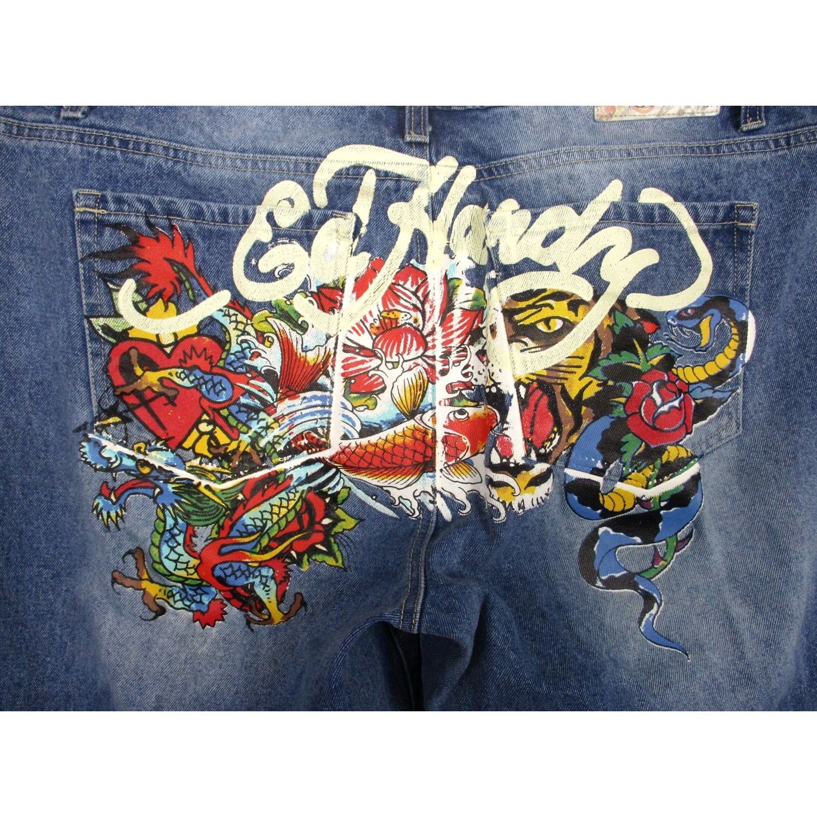 Ed Hardy Ed Hardy Jeans Mens 34x30 Blue Tiger Tattoo Size US 34 / EU 50 - 2 Thumbnail
