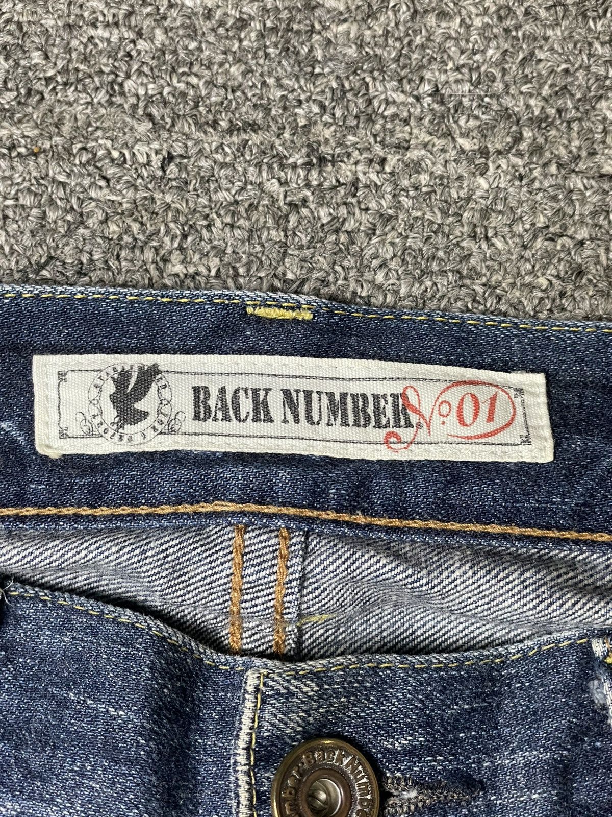 Japanese Brand × Vintage BACK NUMBER 01 Ripped Denim Jeans (92) Size US 34 / EU 50 - 7 Thumbnail