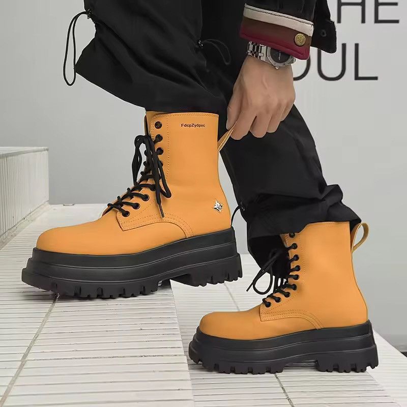 Japanese Brand Thick Soled High Top Men Pu Leather Boots Size US 6 / EU 39 - 6 Thumbnail