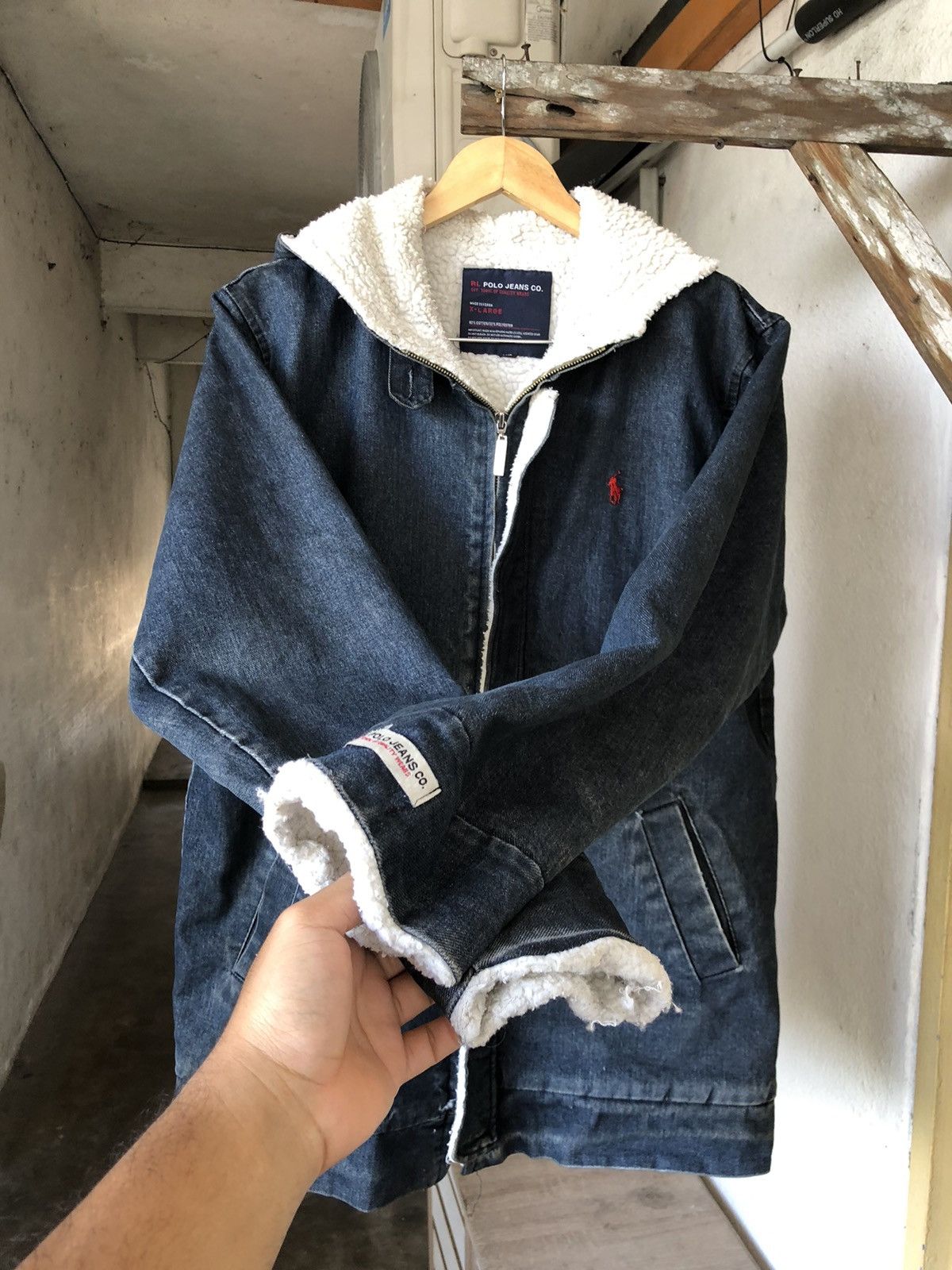 Polo Ralph Lauren Vintage Polo Ralph Lauren Denim Sherpa Jacket With Hoodie Size US XL / EU 56 / 4 - 11 Thumbnail