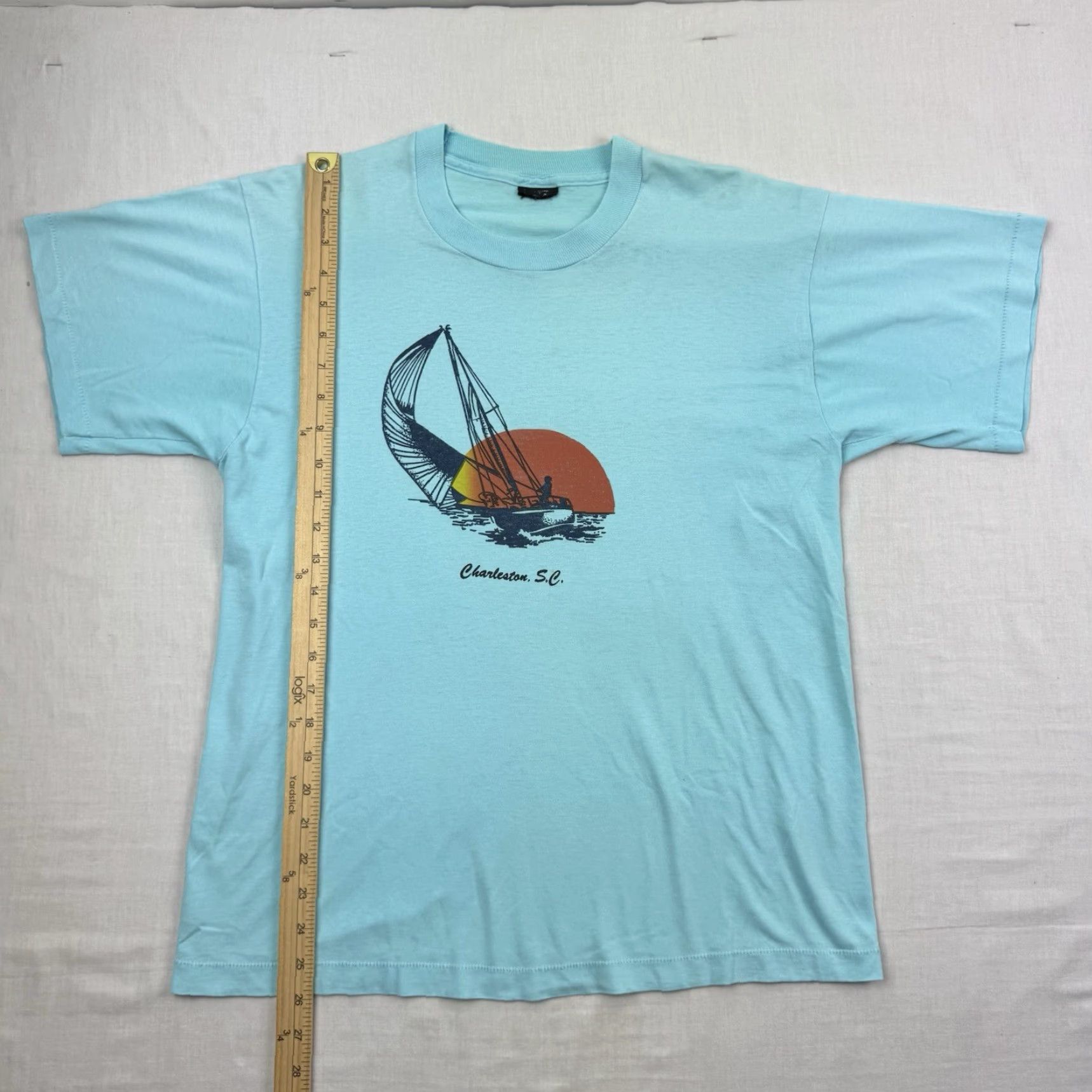Vintage VINTAGE Charleston South Carolina T Shirt Sailboat Beach Ocean 1980s Graphic Mens L Blue Beach Nautical 80s Shirts Size US L / EU 52-54 / 3 - 6 Thumbnail