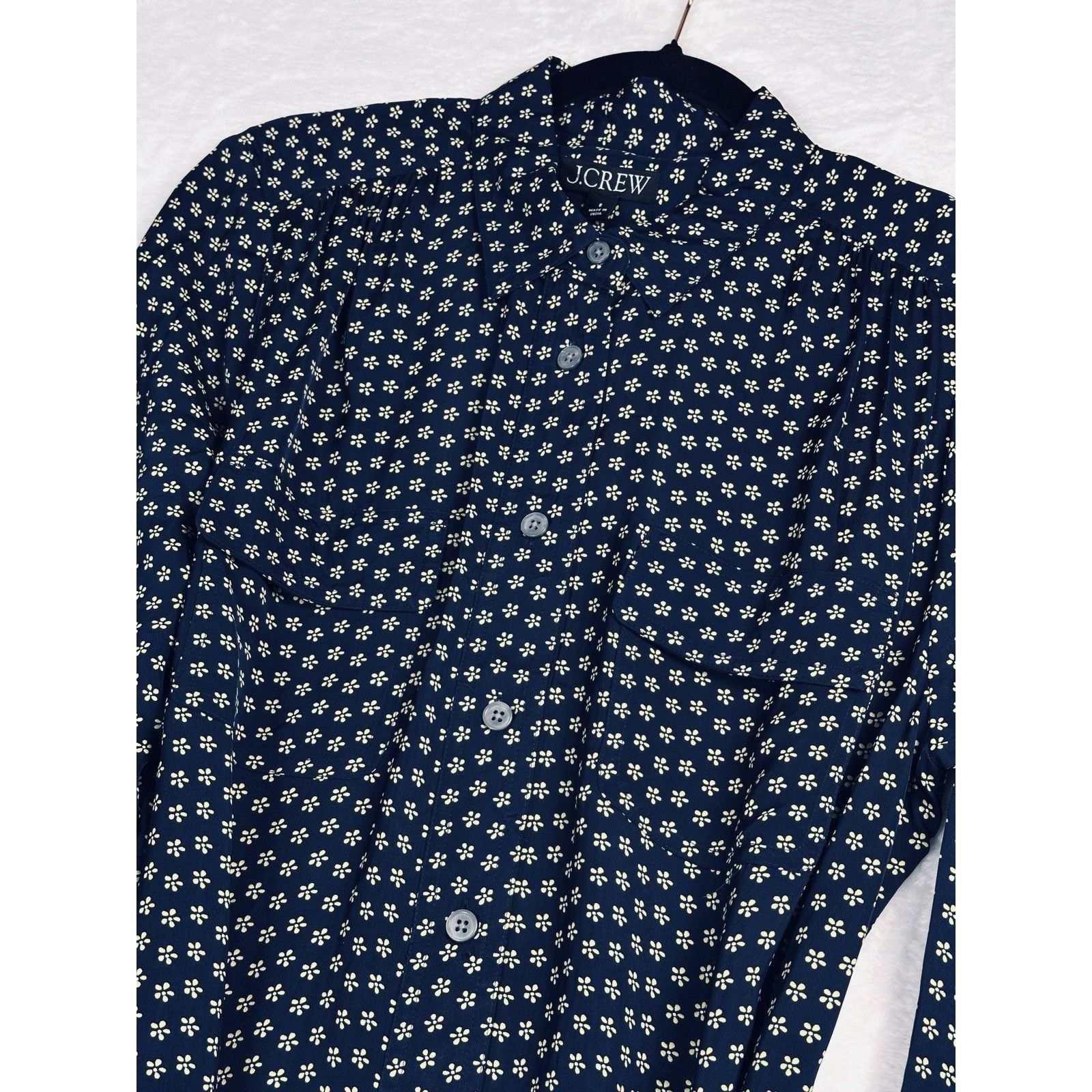 J.Crew J.Crew Tie-Waist Shirt-Dress In Daisy Floral Print Navy Sz 8 Size M / US 6-8 / IT 42-44 - 8 Thumbnail
