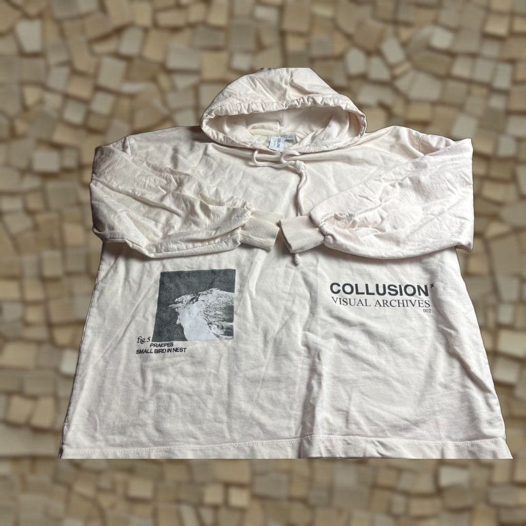 Vintage Collusion Sweater Men’s Size 4US Cream Hoodie Visual Archives Animals Drawstring Shirt/Coat (Sweater) Size US S / EU 44-46 / 1 - 1 Thumbnail