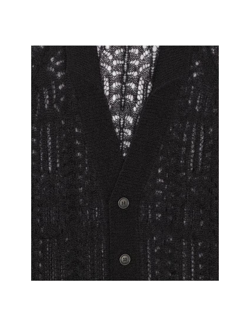 Saint Laurent Paris o1s1wg110925 708861 Semi-Sheer Cardigan in Lace Mohair Black Size US M / EU 48-50 / 2 - 3 Thumbnail