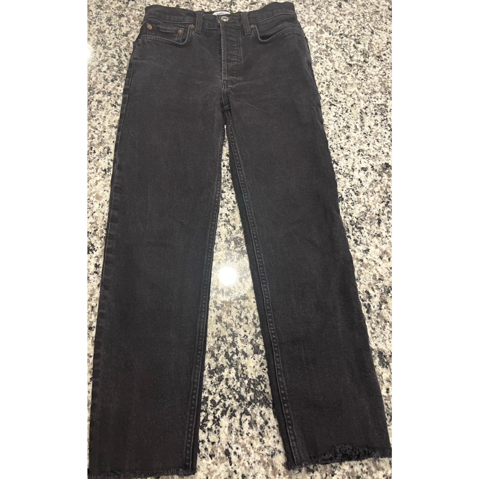 RE/DONE RE/DONE Originals Cotton Skinny Jeans Black Hemless Bottom High Waist Sz 27 Size 27" / US 4 / IT 40 - 2 Thumbnail