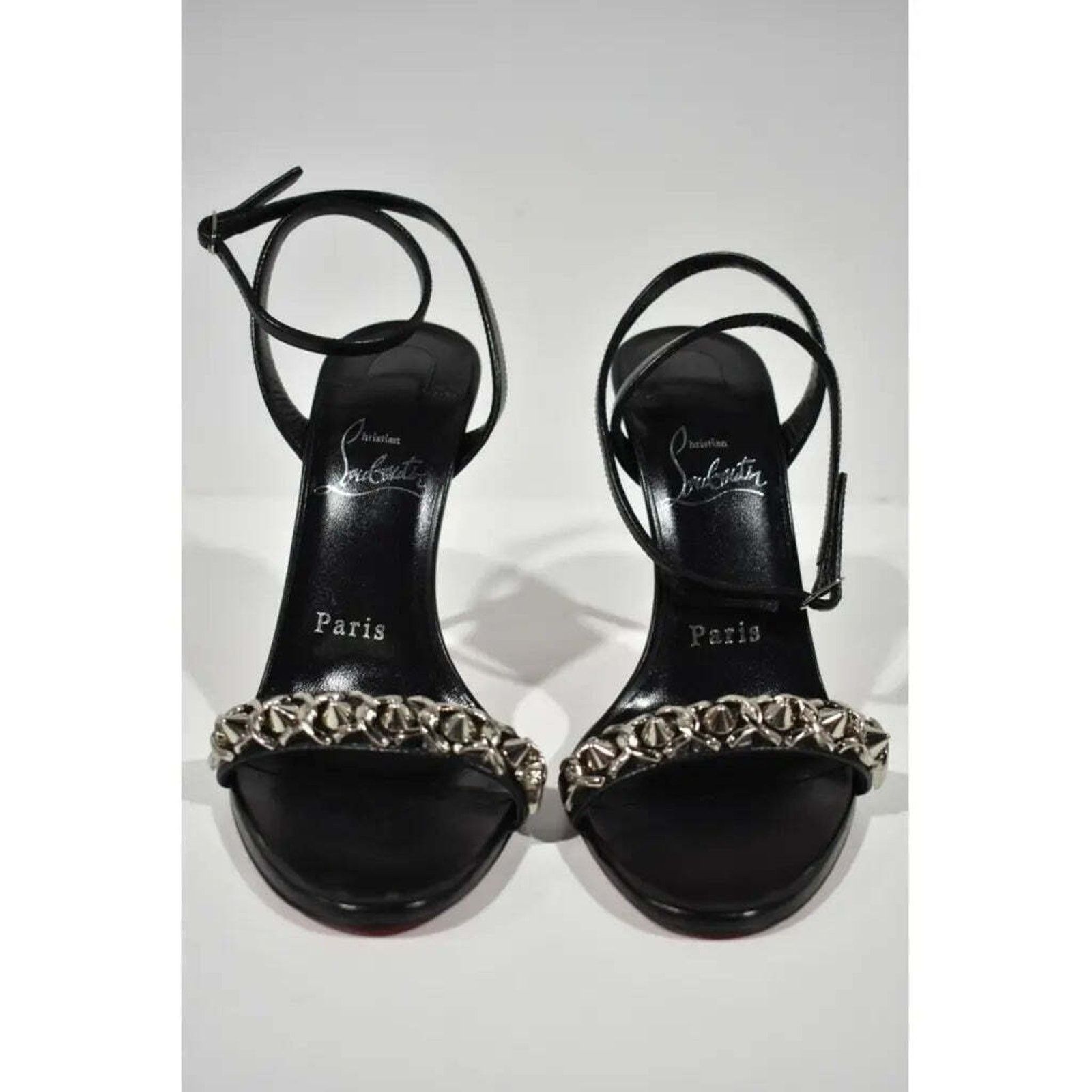 Christian Louboutin Loubigirl Chain 100 Black Ankle Strap Sandal Heel Pump 35.5 Size US 5.5 / IT 35.5 - 5 Thumbnail