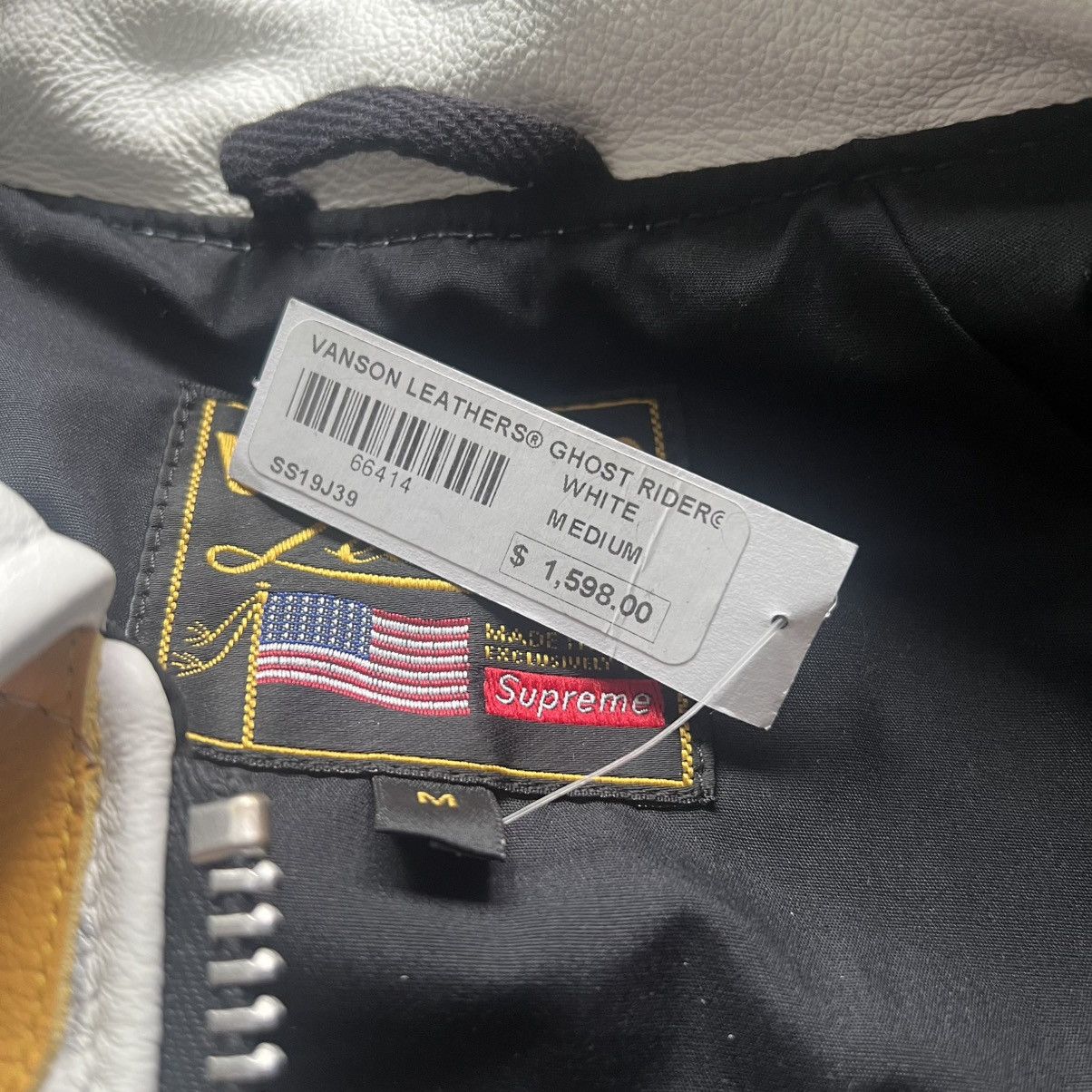 Supreme × Vanson Leathers Supreme x Vanson Leathers Ghost Rider Leather Jacket (White) Size US M / EU 48-50 / 2 - 20 Thumbnail