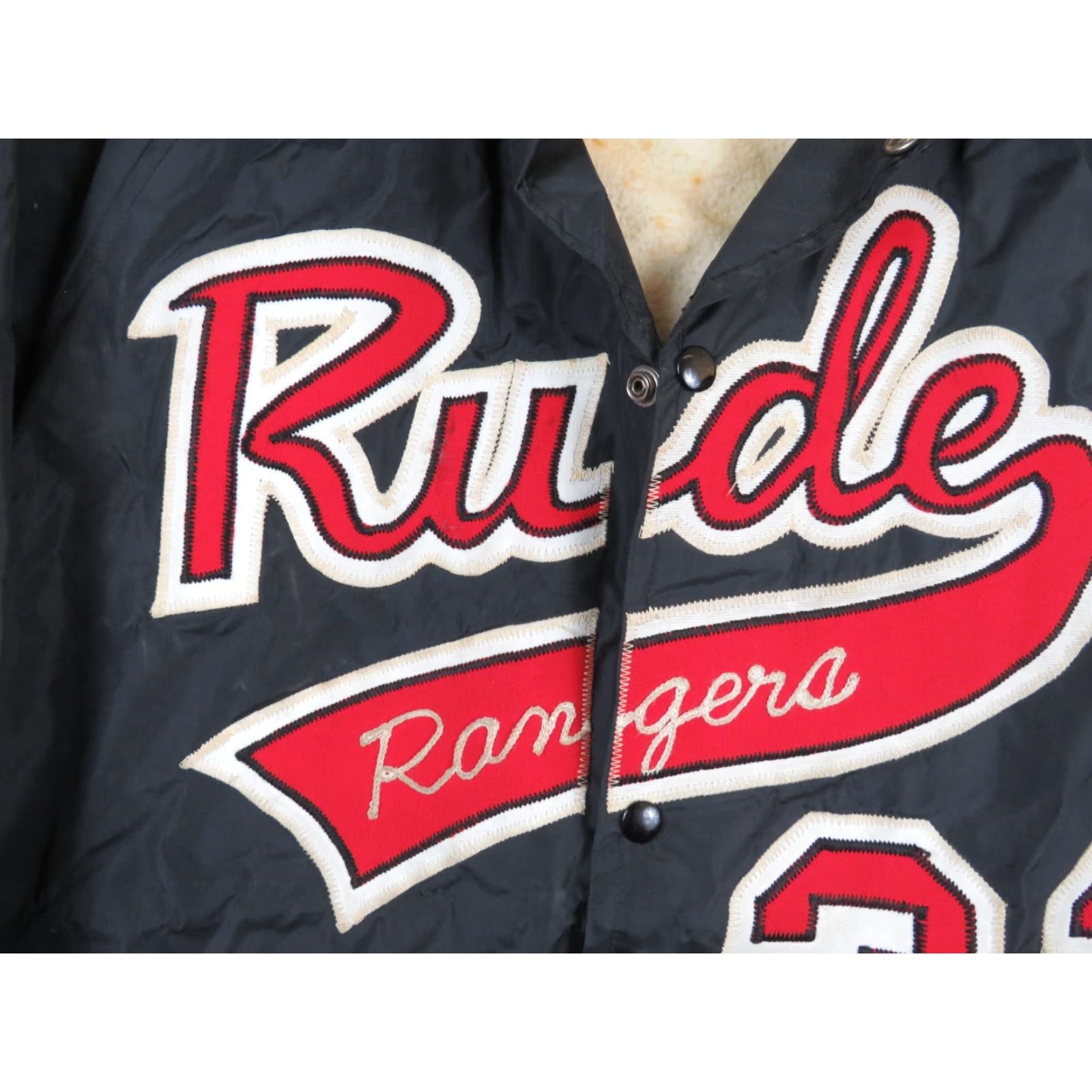Vintage VINTAGE Van Ginkel's Rude Rangers 32 Baseball Sports Jacket Men M Blue Bomber Jacket 1950s-60s Oakland A's Wilson Model Stains Wear Size US M / EU 48-50 / 2 - 4 Thumbnail