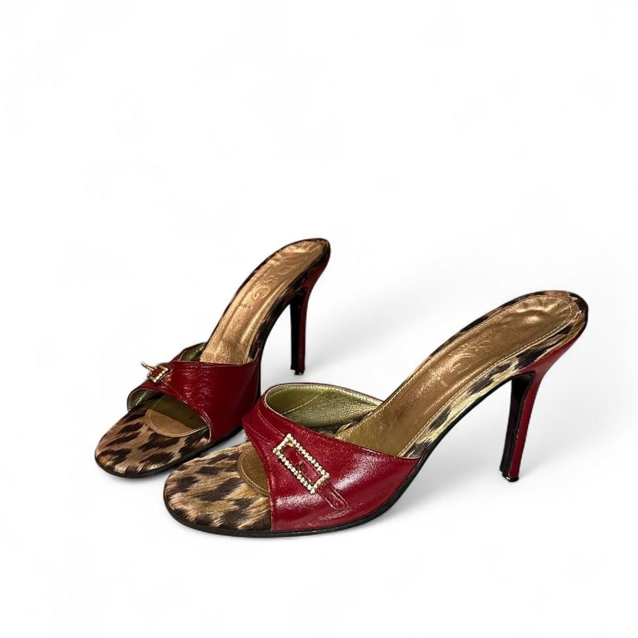 Dolce & Gabbana Vintage y2k D&G mule heels leopard print &red leather detail Size US 5 / IT 35 - 4 Thumbnail