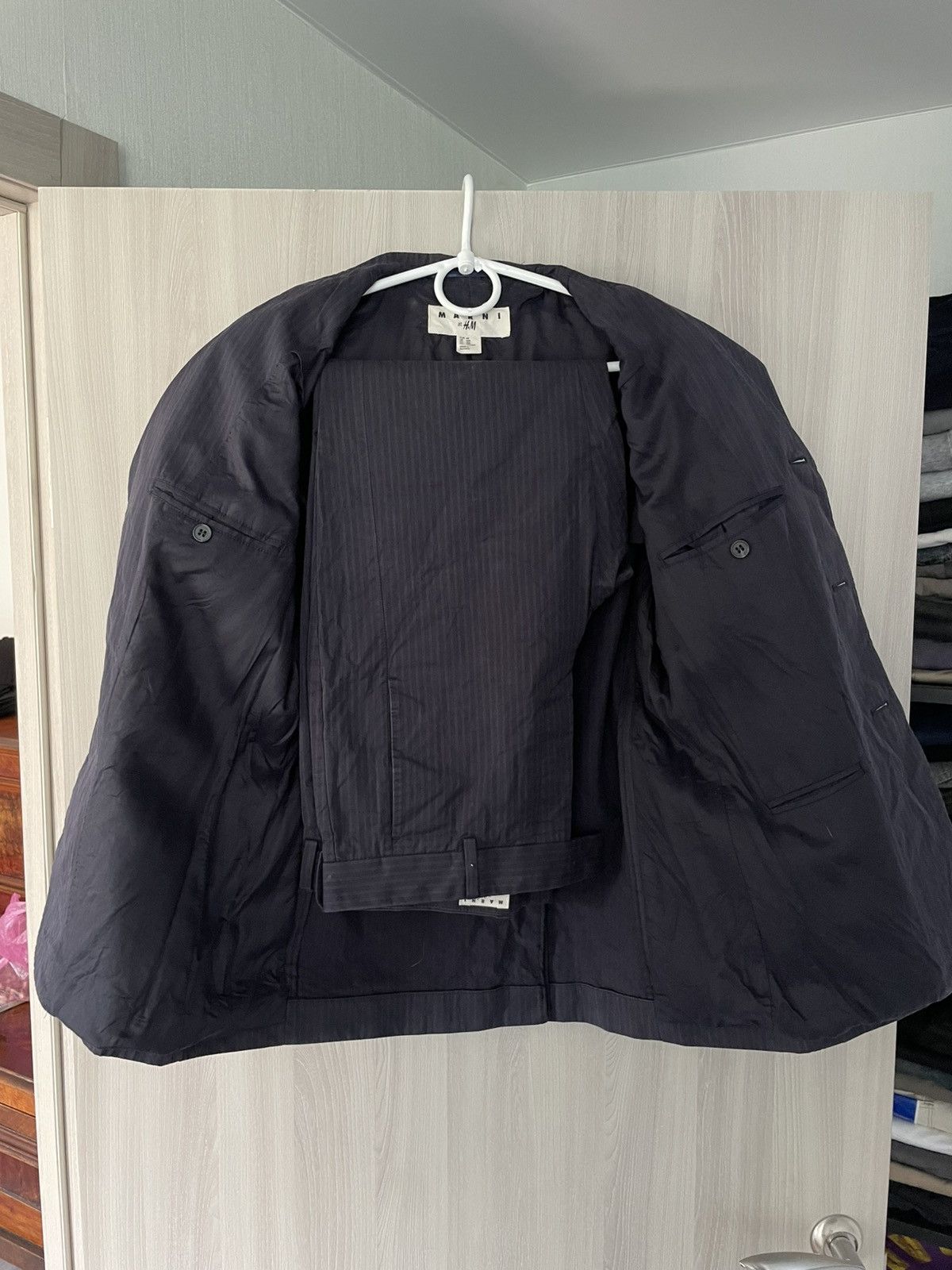 Designer × Marni Marni x H&M Gray Striped Cotton 2 Piece Suit Hypebeast Blaze Size 38R - 5 Thumbnail