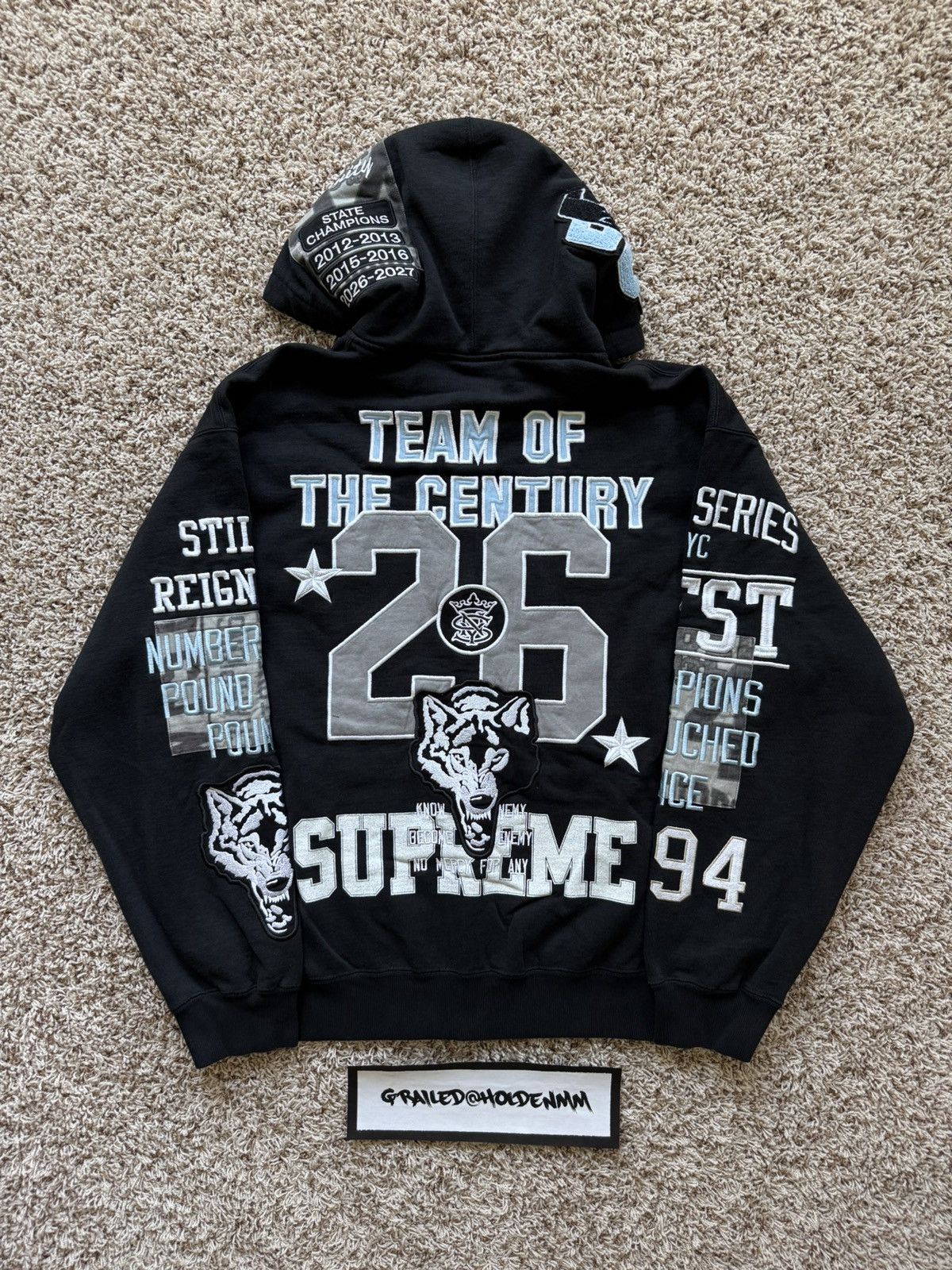 Supreme Warriors Appliqué Zip Up Hooded Sweatshirt Black Size US L / EU 52-54 / 3 - 13 Thumbnail