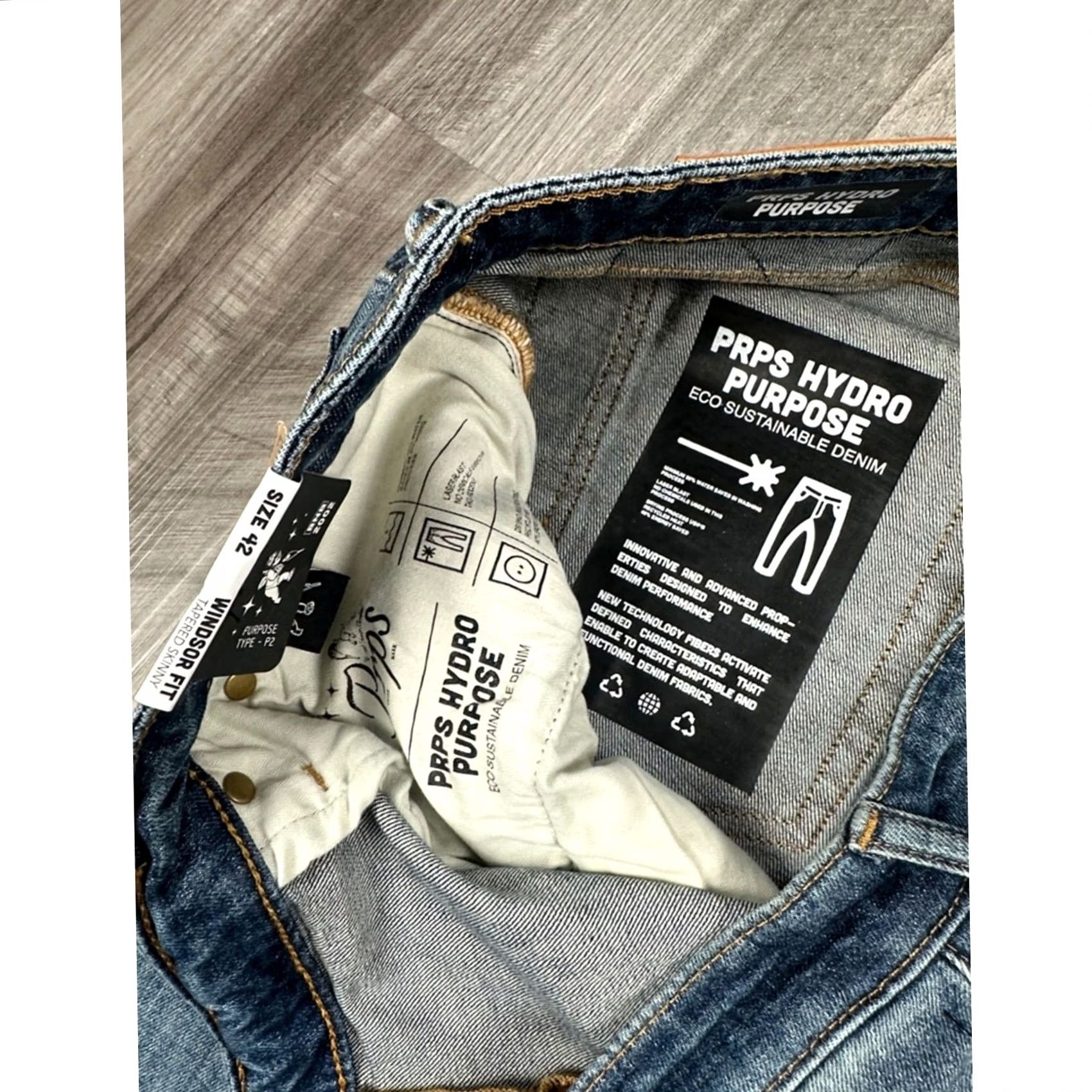 Prps PRPS Jeans Skinny Hydro Purpose Windsor Fit 42 Men Blue Denim Inseam 34 NWT P2 Stretch" Size US 42 / EU 58 - 7 Thumbnail