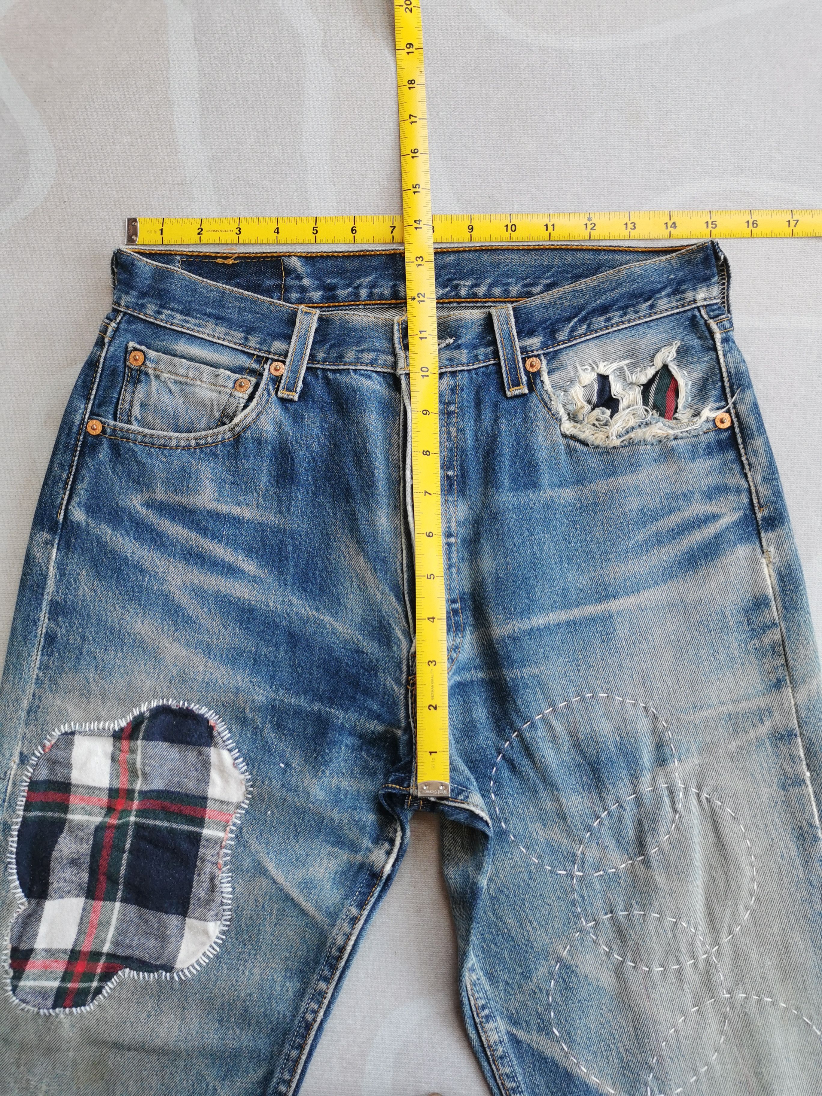 Nirvana Levis 501 Patchwork Sashiko Inspire Kurt Cobain Size US 30 / EU 46 - 7 Thumbnail