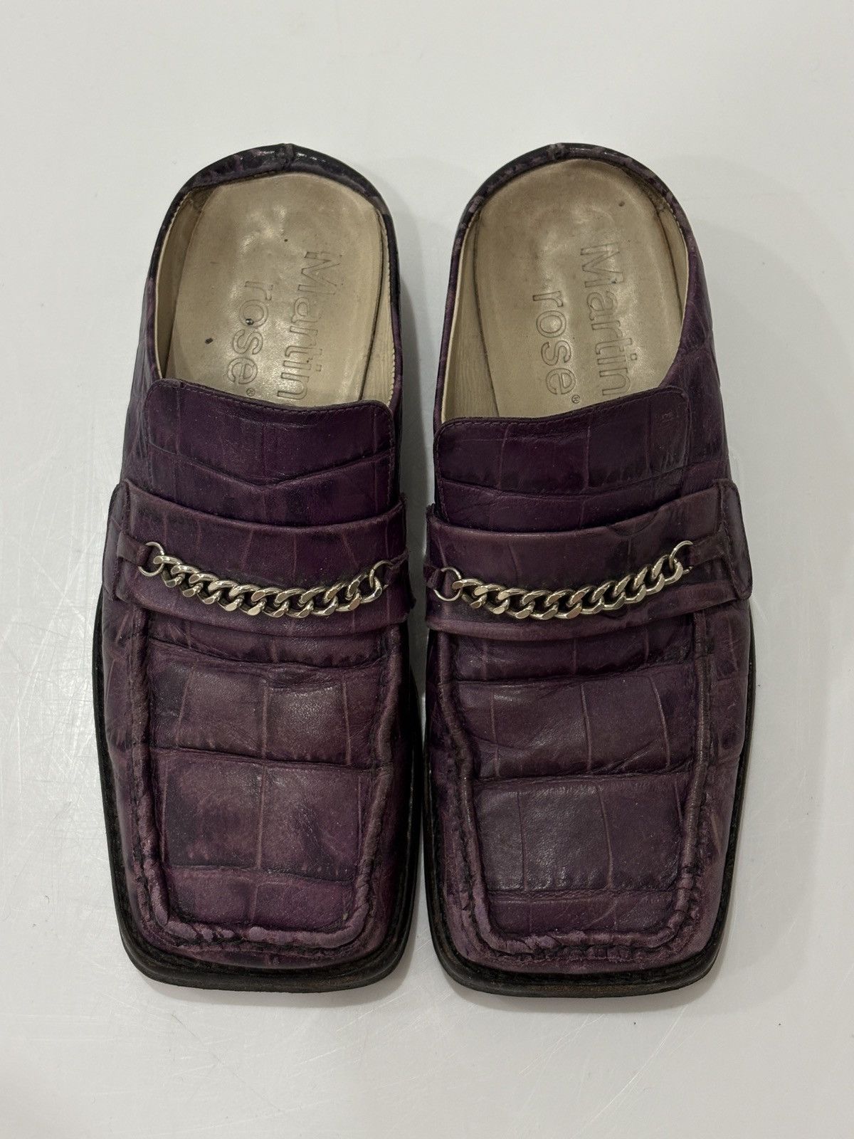 Martine Rose Martinez Rose Square Toe Croc Mule Loafer Purple Size US 7 / IT 37 - 1 Thumbnail