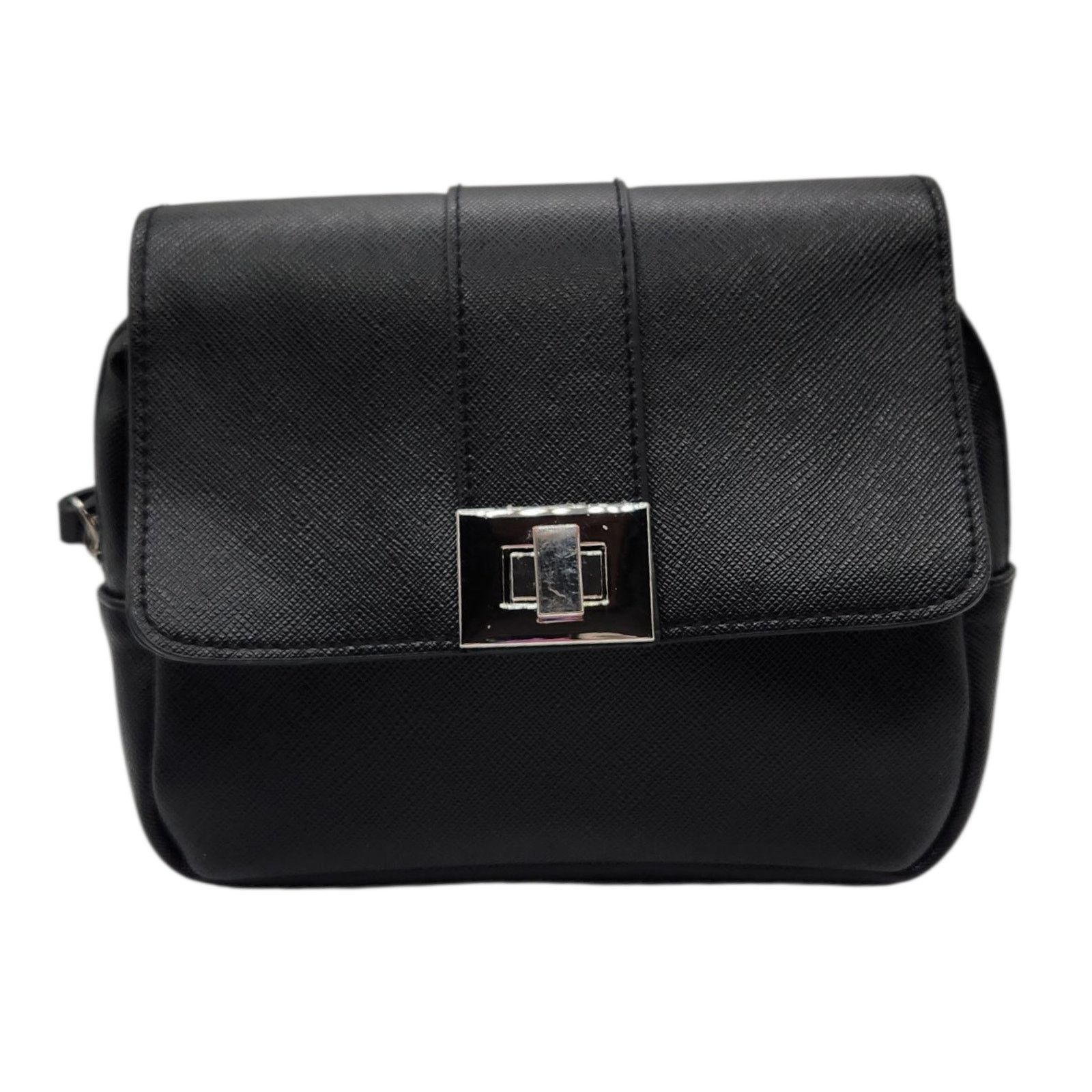 Other Black Faux Leather Bag with Silver Turn Lock Size ONE SIZE - 3 Thumbnail