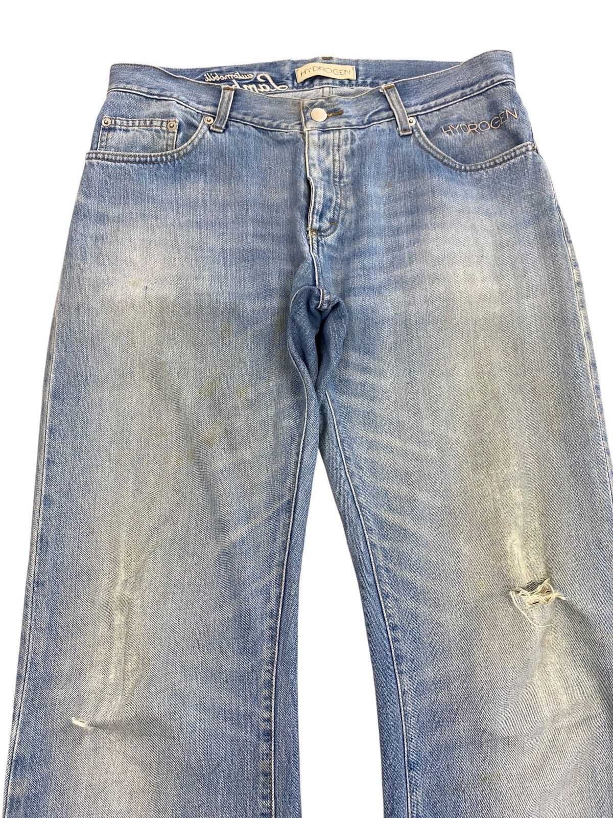 HYDROGEN Hydrogen Brand Ripped Faded Wash Style Loose Jeans Size US 32 / EU 48 - 2 Thumbnail
