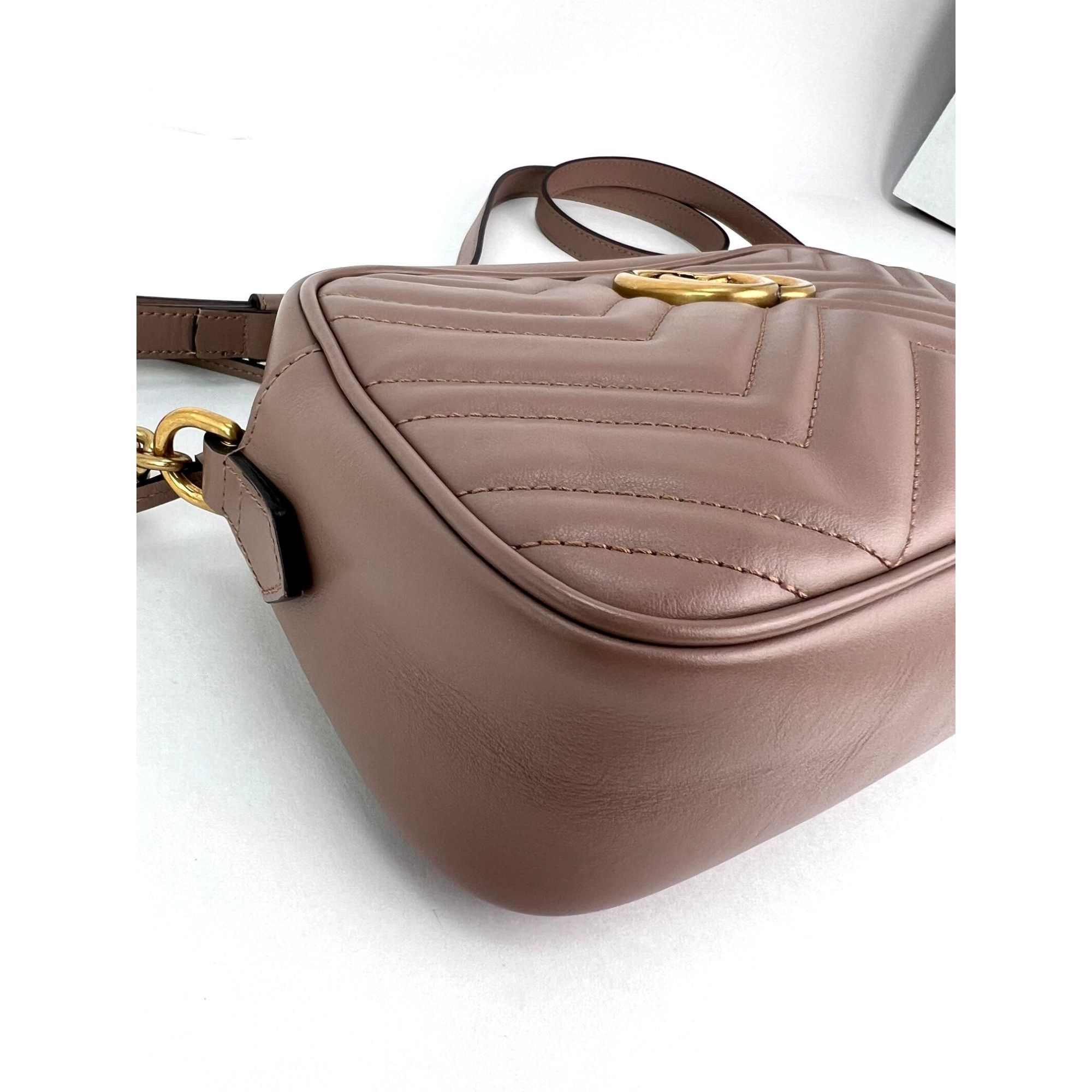 Gucci Gucci GG Marmont Small Chain Beige Matelasse Leather Crossbo Size ONE SIZE - 14 Thumbnail