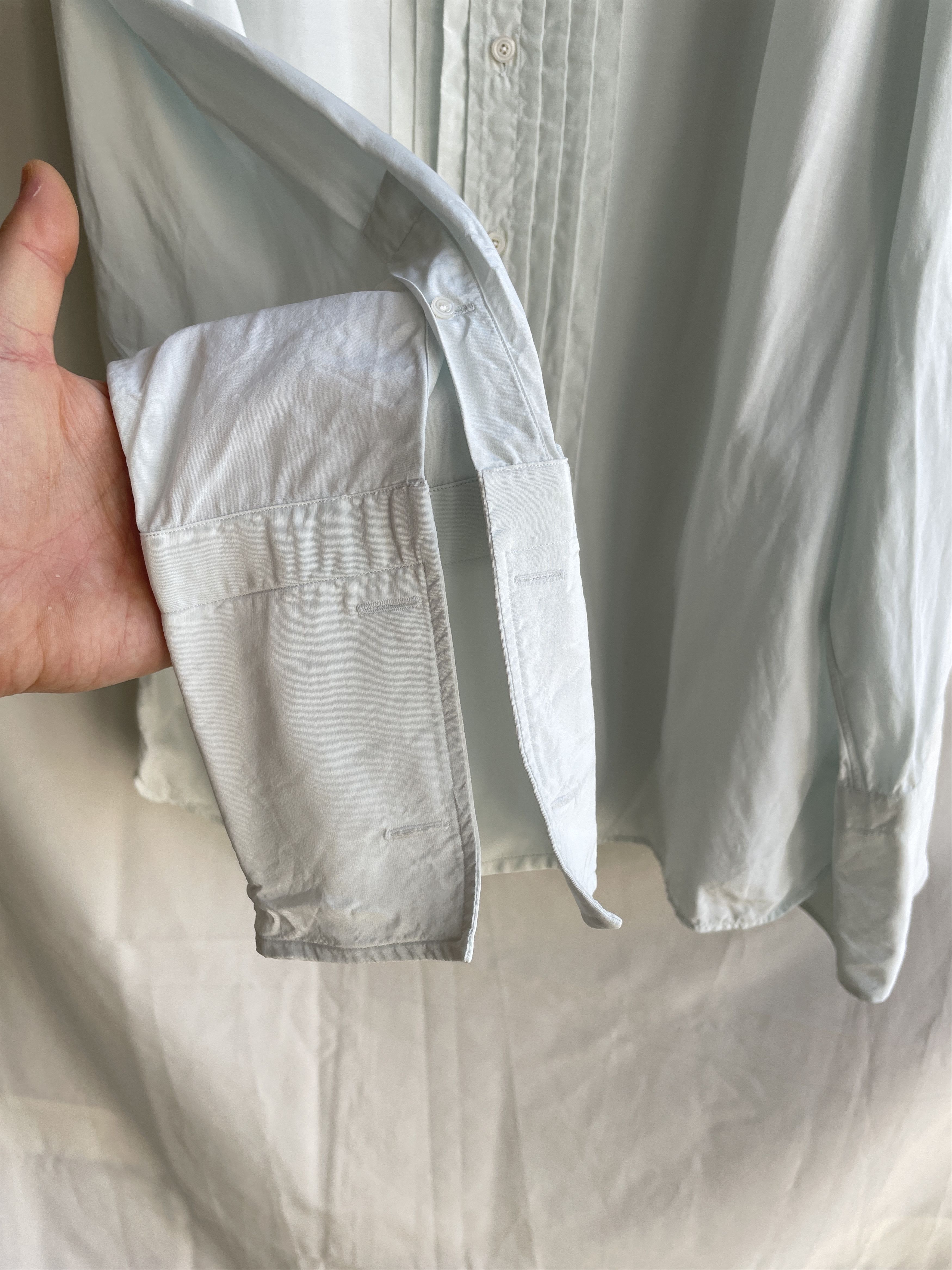 Tom Ford Tom Ford Mint Green Cotton Silk Pleated Tuxedo Shirt Size 54R - 7 Thumbnail