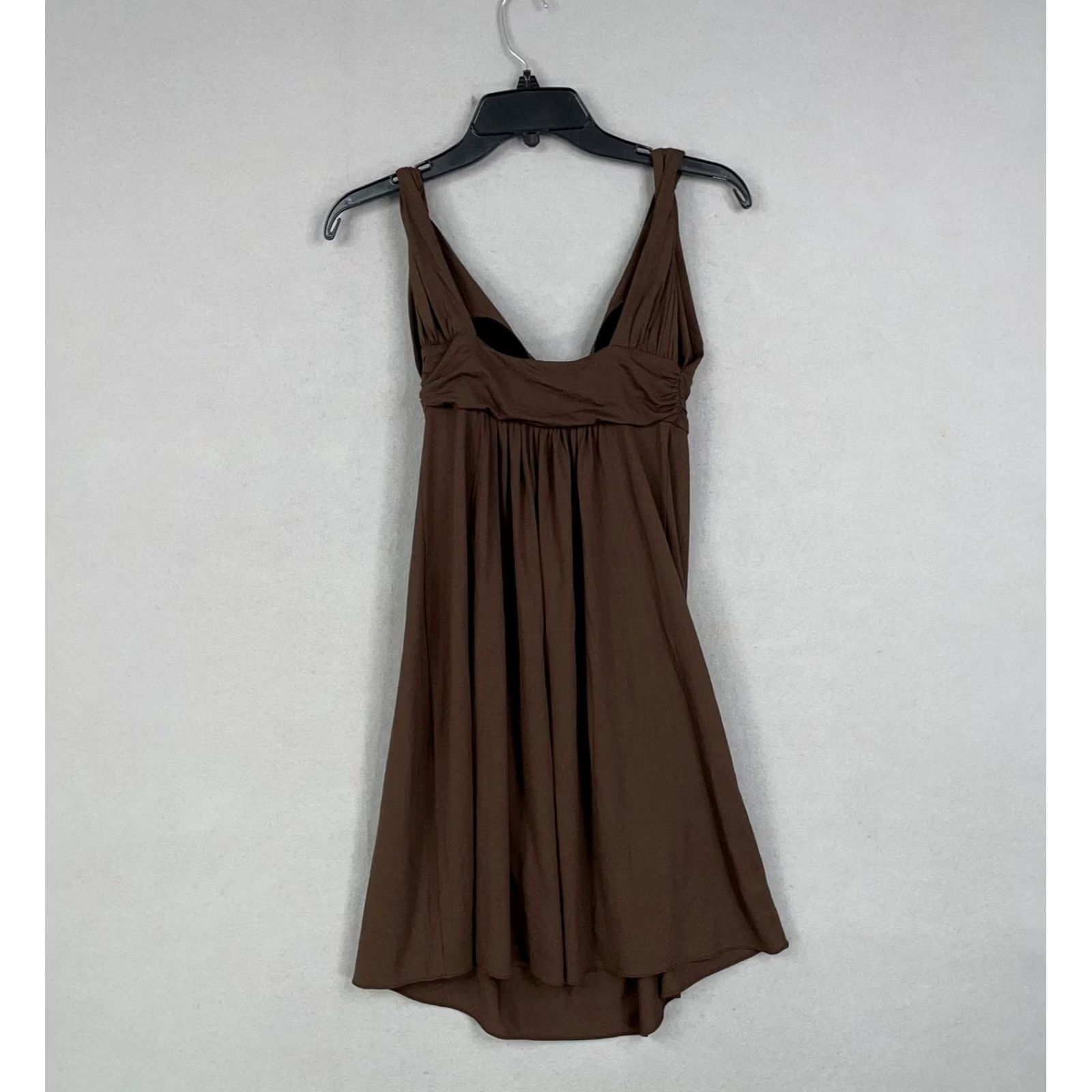 Vintage Carmen Marc Valvo Swim Dress Womens XSmall Brown Halter Empire Waist Cover Up Size XS / US 0-2 / IT 36-38 - 4 Thumbnail