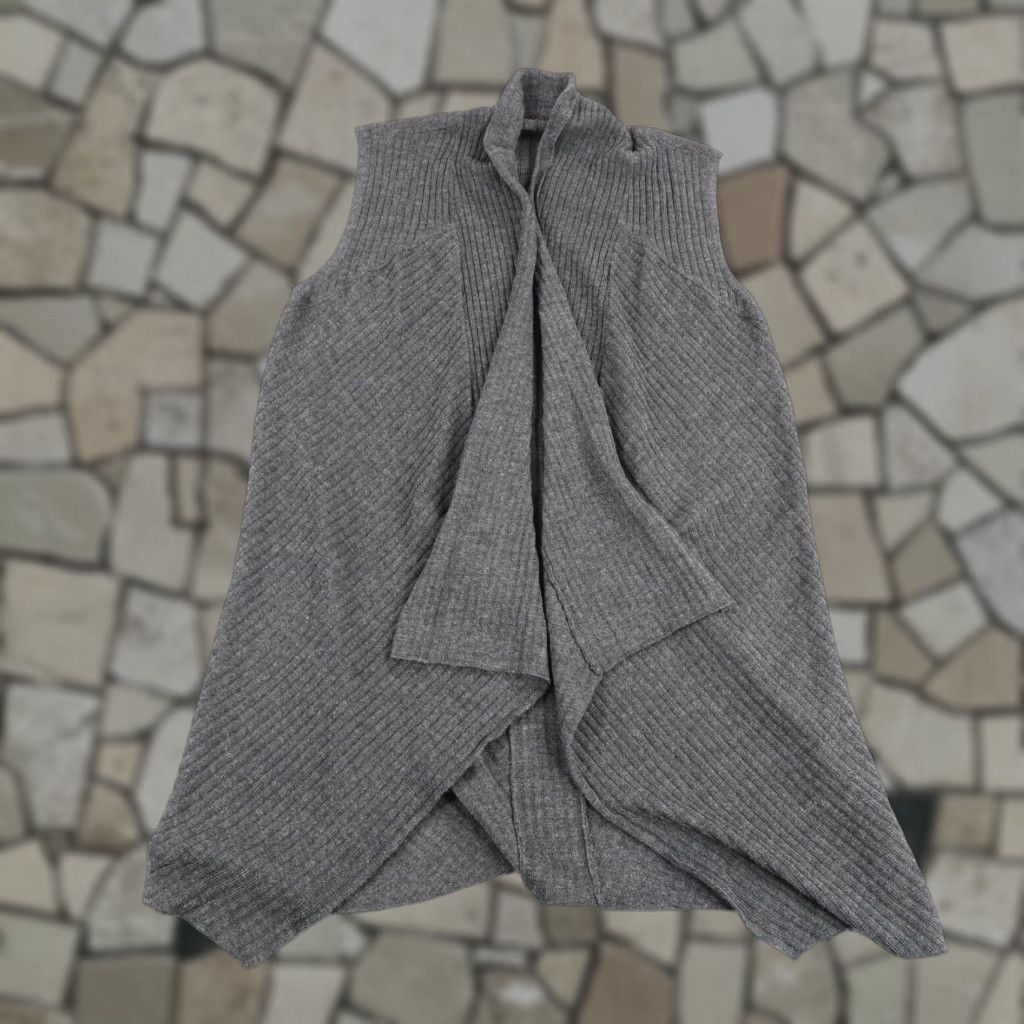 Eileen Fisher VINTAGE Eileen Fisher Sweater Vest Cardigan Women Regular Medium Gray Merino Wool Open Knit Mock Neck 90s Theme Mens Womens? Size M / US 6-8 / IT 42-44 - 1 Thumbnail