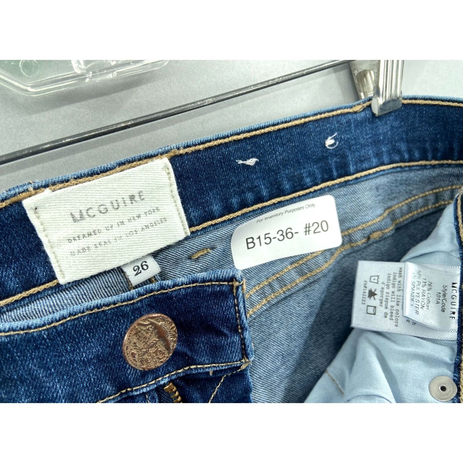 Vintage McGuire Jeans Womens Skinny High Waist Blue Medium Wash Stretch Newton 26 Size 26" / US 2 / IT 38 - 8 Thumbnail