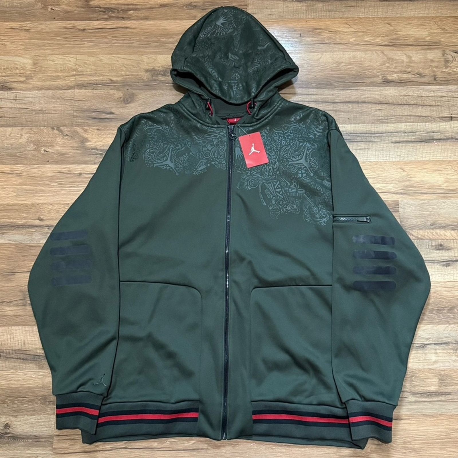 Jordan Brand 2008 Air Jordan Olive Green Zip Up Hoodie Sweatshirt Size US XXL / EU 58 / 5 - 1 Thumbnail