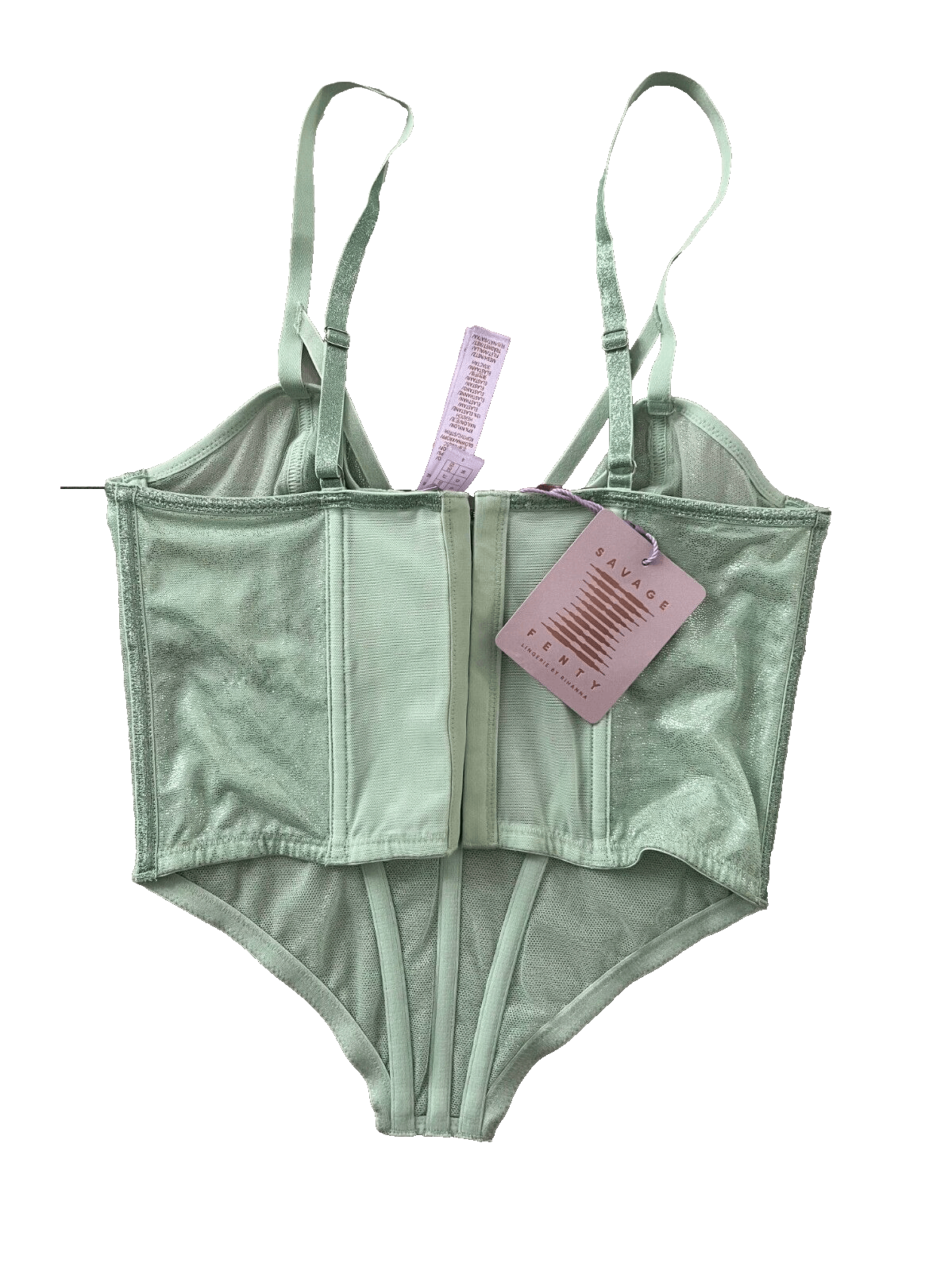 Fenty Savage x Fenty Rihanna Going Platinum Mesh Bustier Green xs Size ONE SIZE - 4 Thumbnail